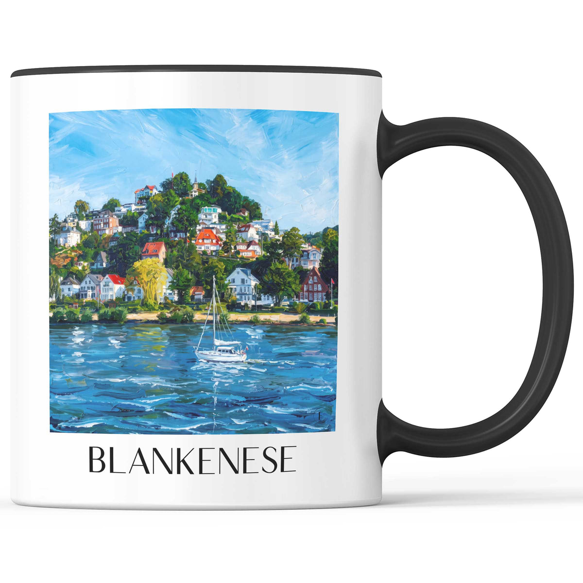 Blankenese Kaffeebecher - Hamburg - Deutschland Becher - Kaffeetasse im Ölgemälde Stil - favplace