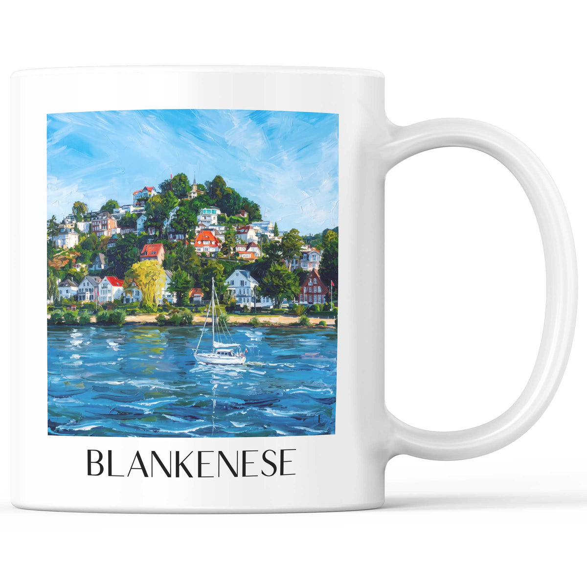 Blankenese Kaffeebecher - Hamburg - Deutschland Becher - Kaffeetasse im Ölgemälde Stil - favplace