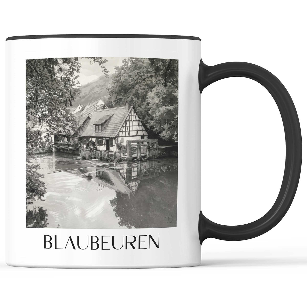 Blaubeuren - Deutschland Becher - Kaffeetasse im Aquarell Schwarz-Weiß Stil - favplace