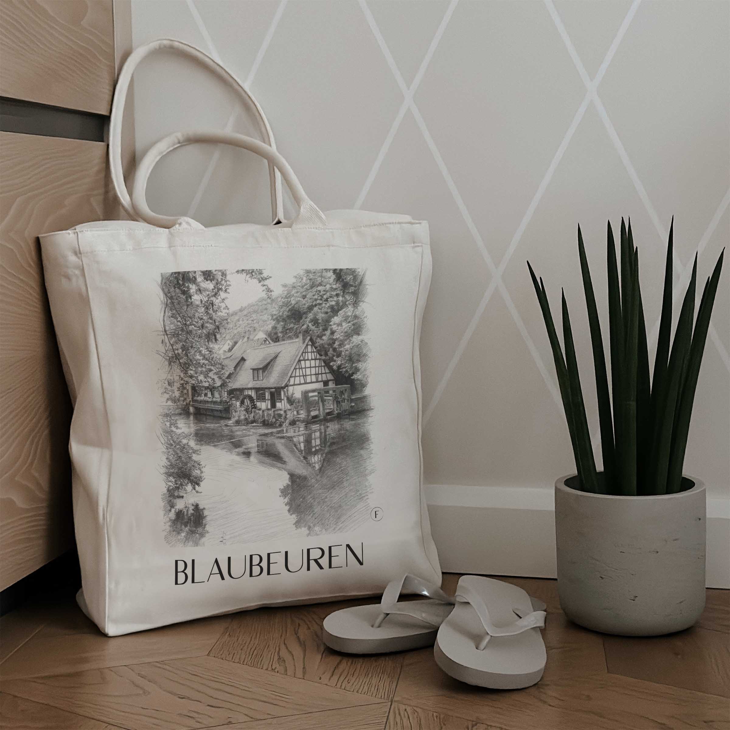 blaubeuren-deutschland-einkaufstasche-bleistift-zeichnung-drawing