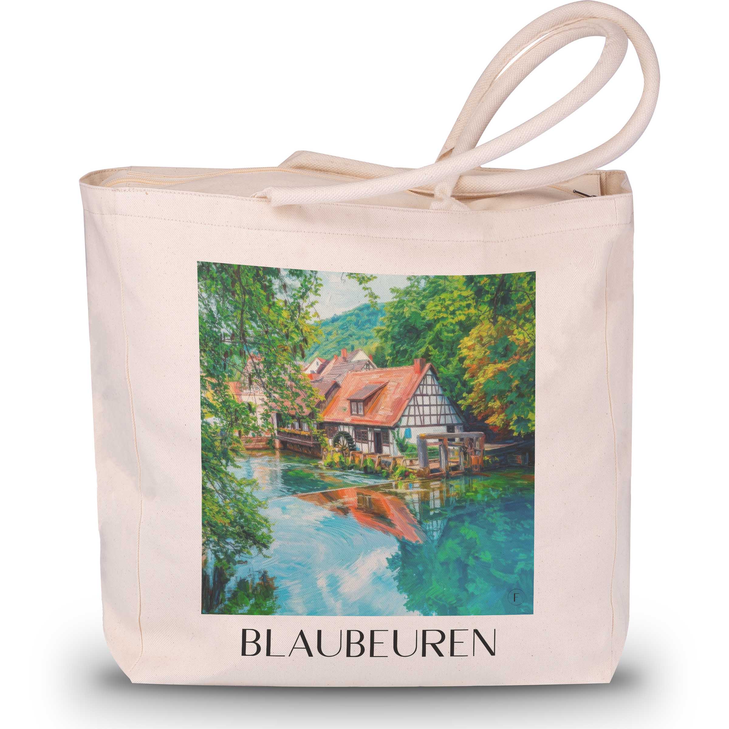 blaubeuren-deutschland-einkaufstasche-oil-painting-oelgemaelde