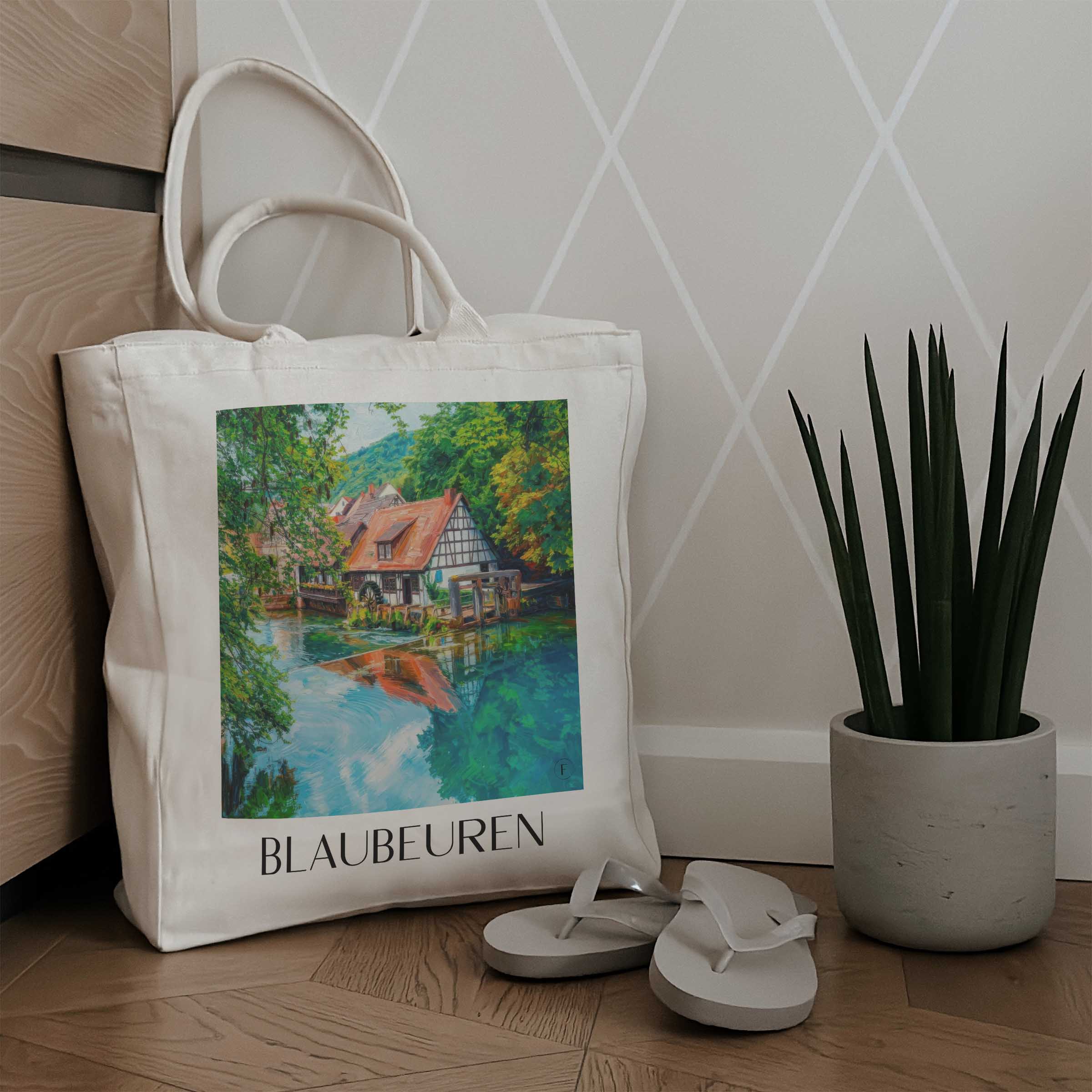 blaubeuren-deutschland-einkaufstasche-oil-painting-oelgemaelde