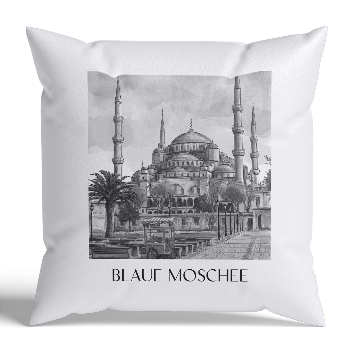 blaue-moschee-türkei-türkei-kissenbezug-aquarell-schwarz-weiss