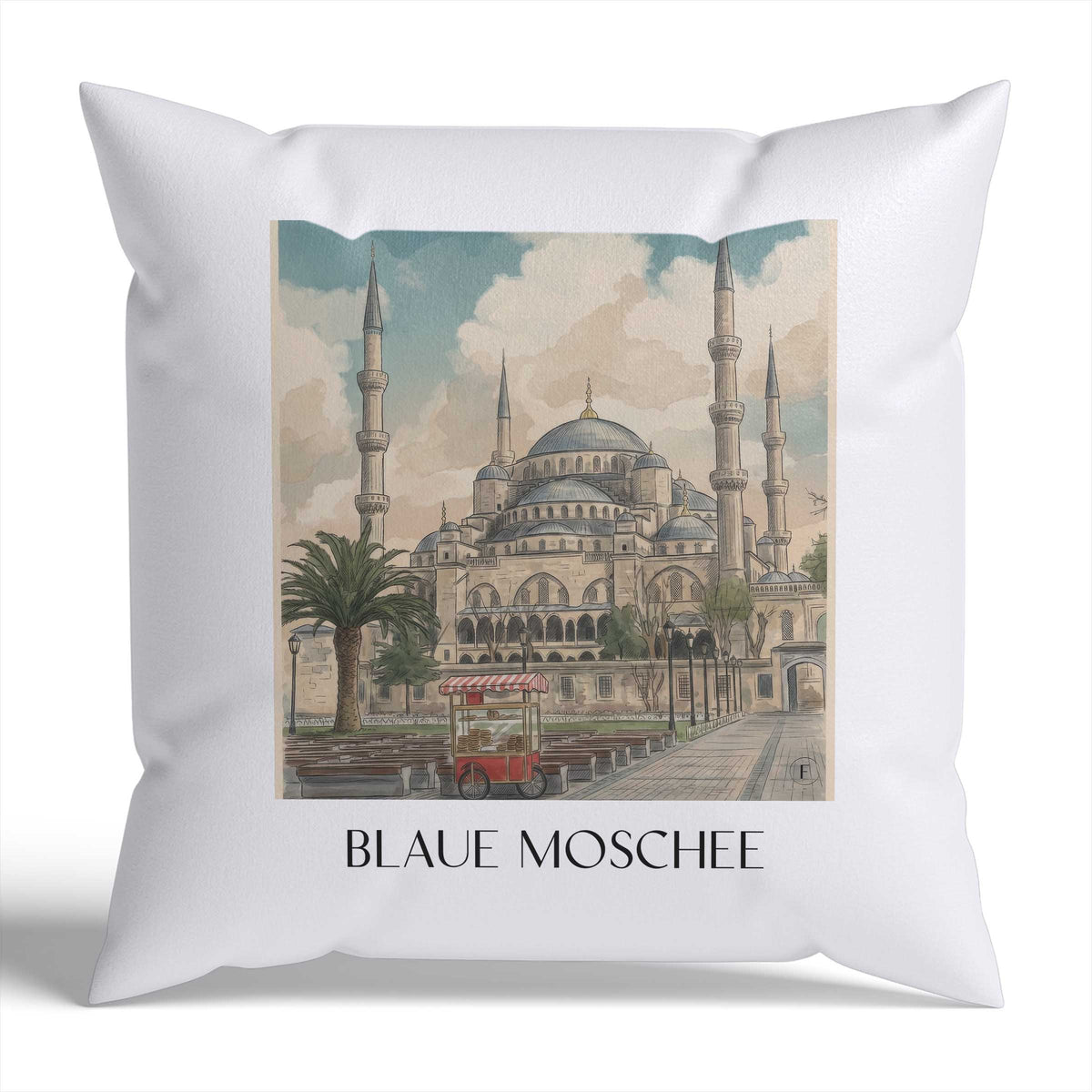blaue-moschee-türkei-türkei-kissenbezug-aquarell