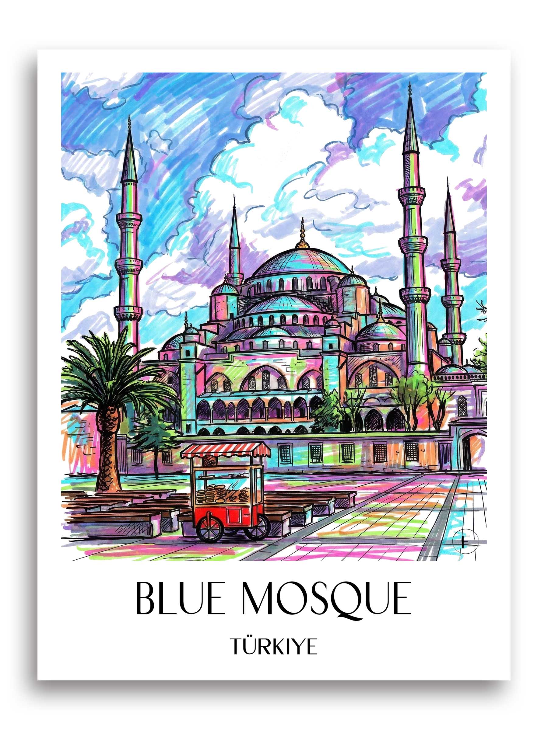 Blaue Moschee Poster - - Türkei Kunstdruck - Tag Graffiti von A4 bis A1 - favplace