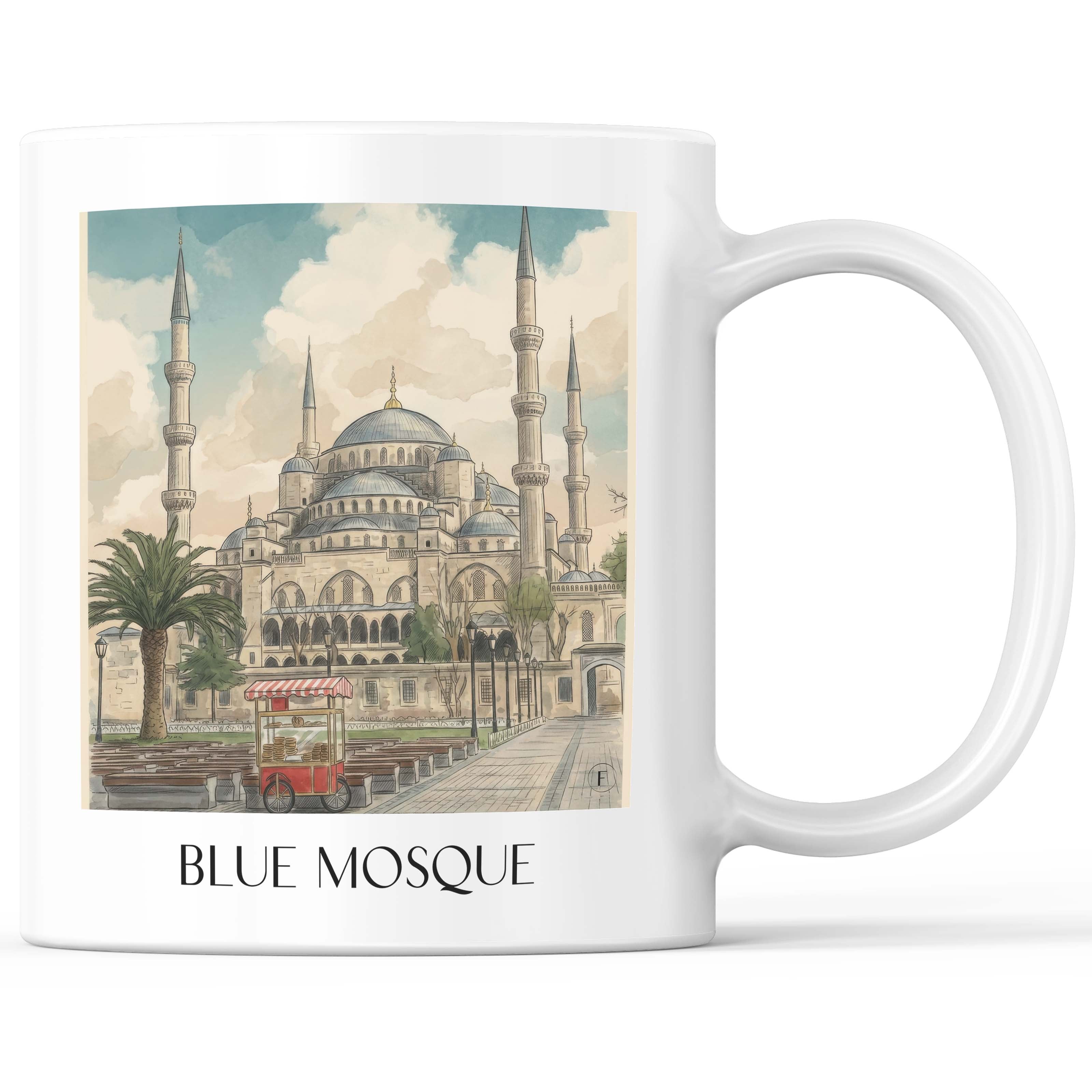 Blaue Moschee - Türkei Becher - Kaffeetasse im Aquarell Stil - favplace