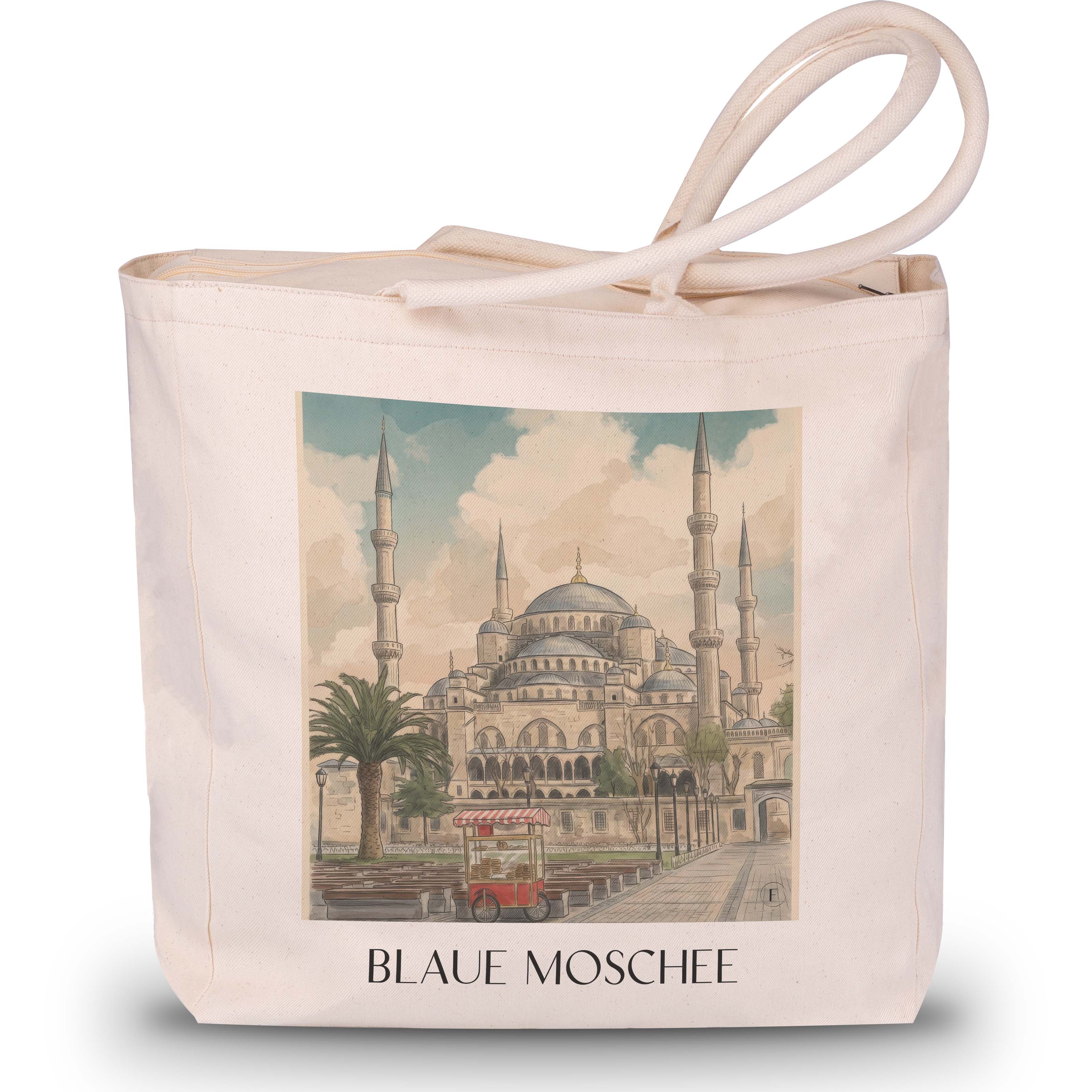blaue-moschee-türkei-einkaufstasche-aquarell
