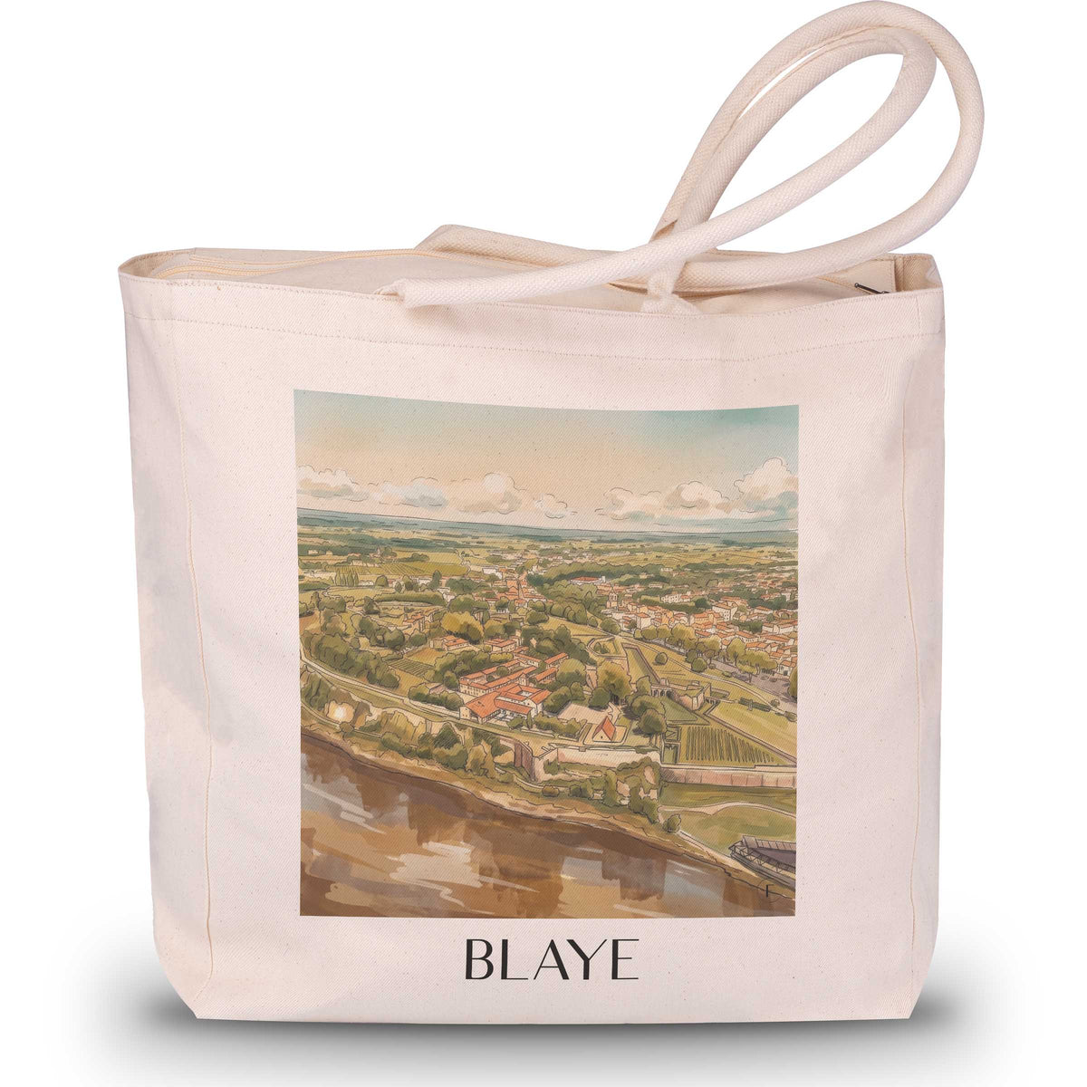 blaye-estuaire-de-la-gironde-frankreich-einkaufstasche-aquarell