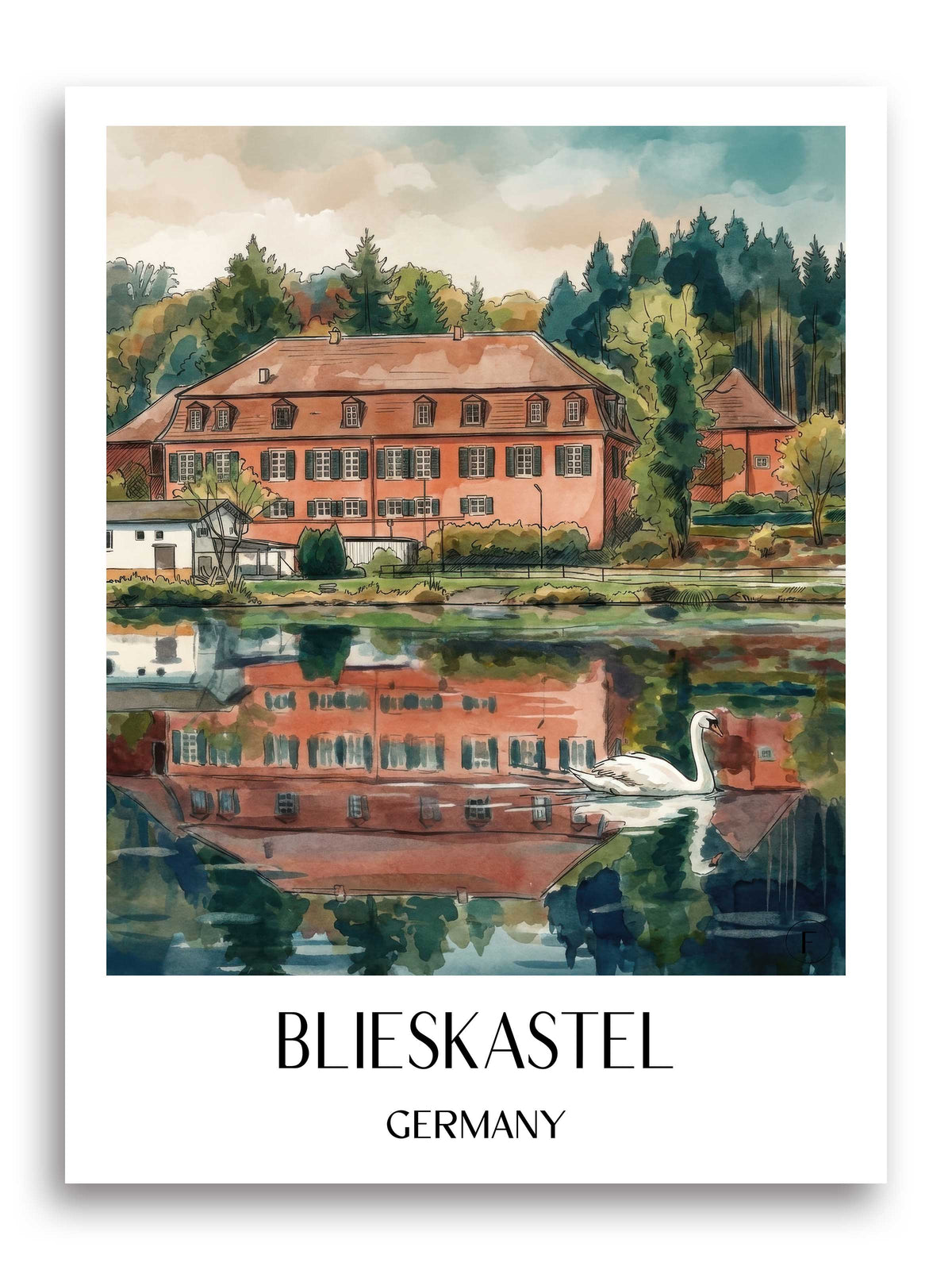 Blieskastel Poster - Bliesgau - Deutschland Kunstdruck - Aquarell von A4 bis A1 - favplace