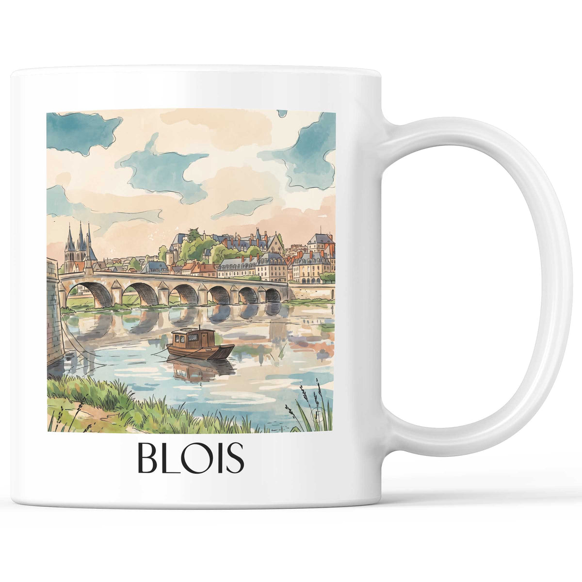 Blois Kaffeebecher - Val de Loire - Frankreich Becher - Kaffeetasse im Aquarell Stil - favplace