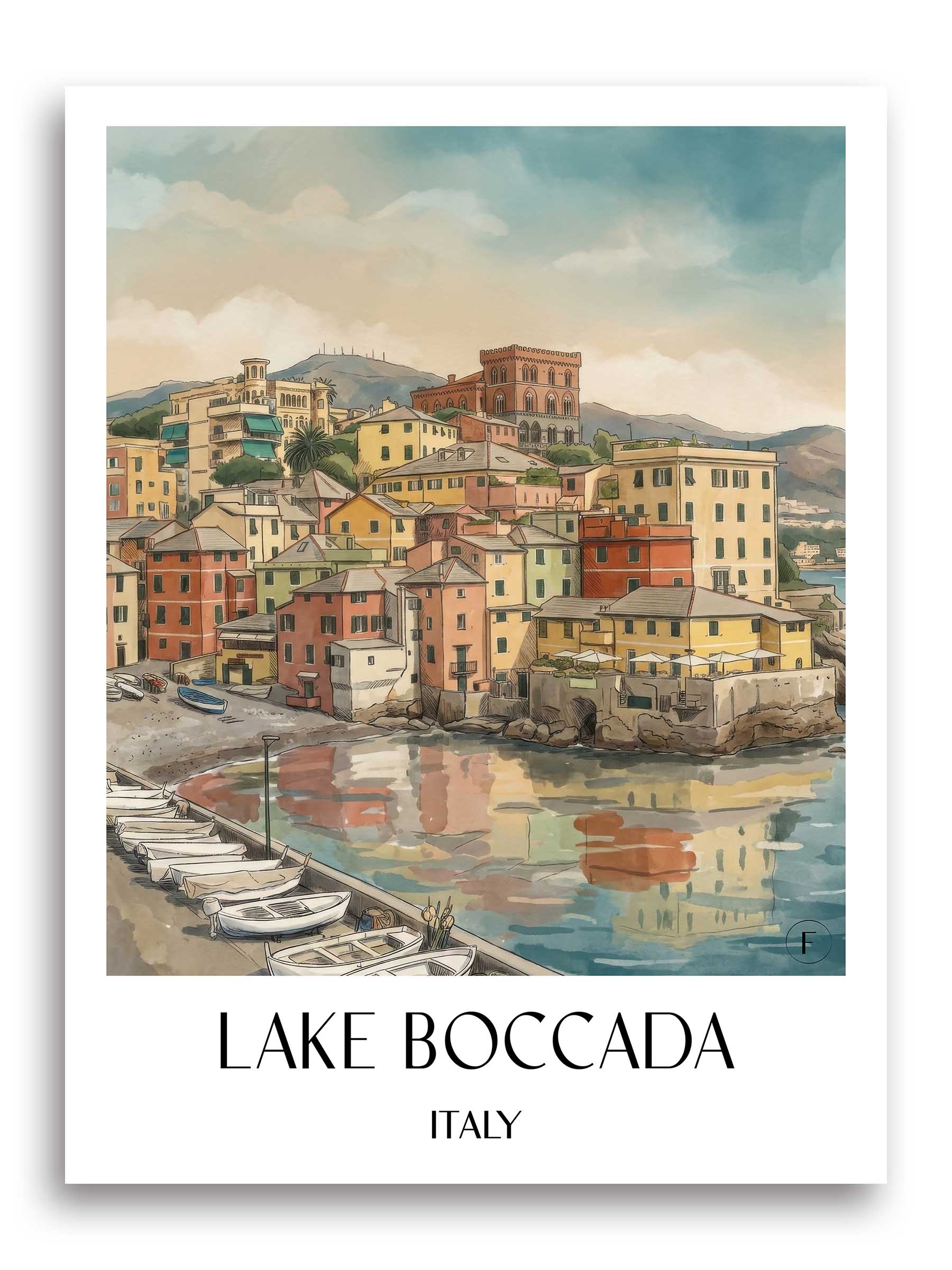 Boccadasee Poster - Genua - Italien Kunstdruck - Aquarell von A4 bis A1 - favplace