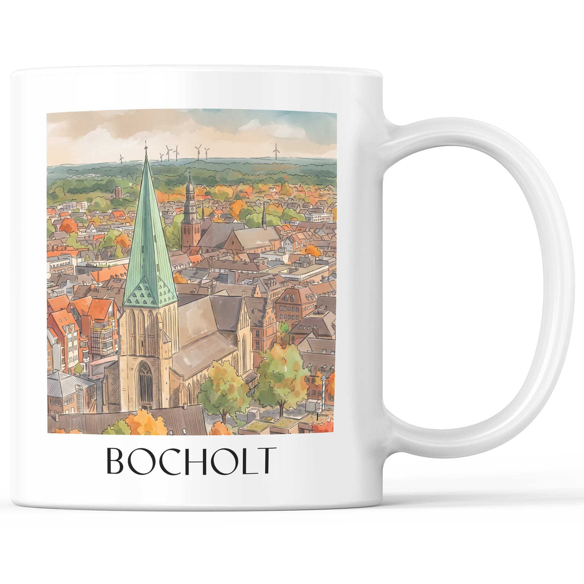 Bocholt Kaffeebecher - Westmünsterland - Deutschland Becher - Kaffeetasse im Aquarell Stil - favplace