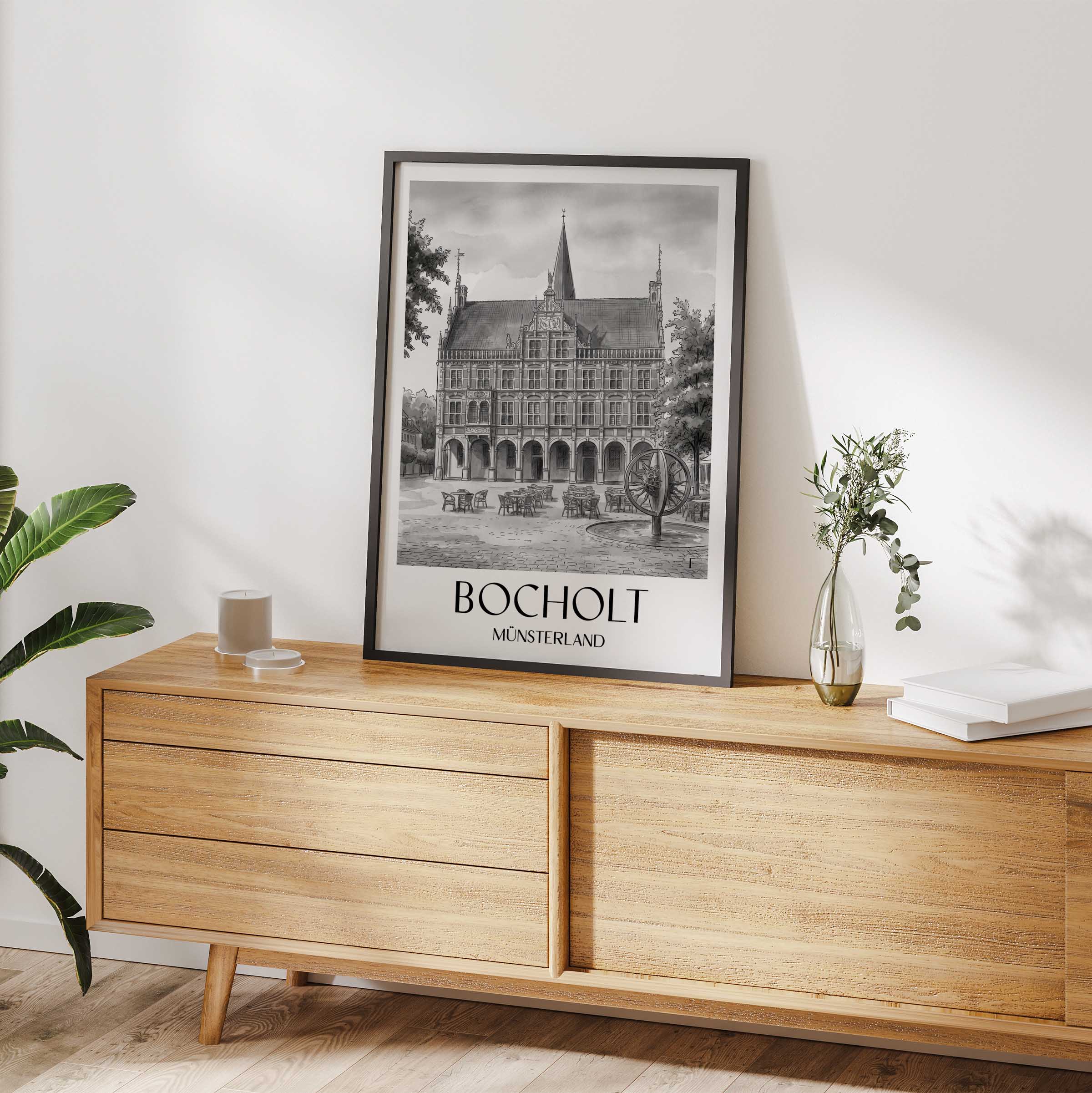 bocholt-münsterland-deutschland-poster-aquarell-schwarz-weiss