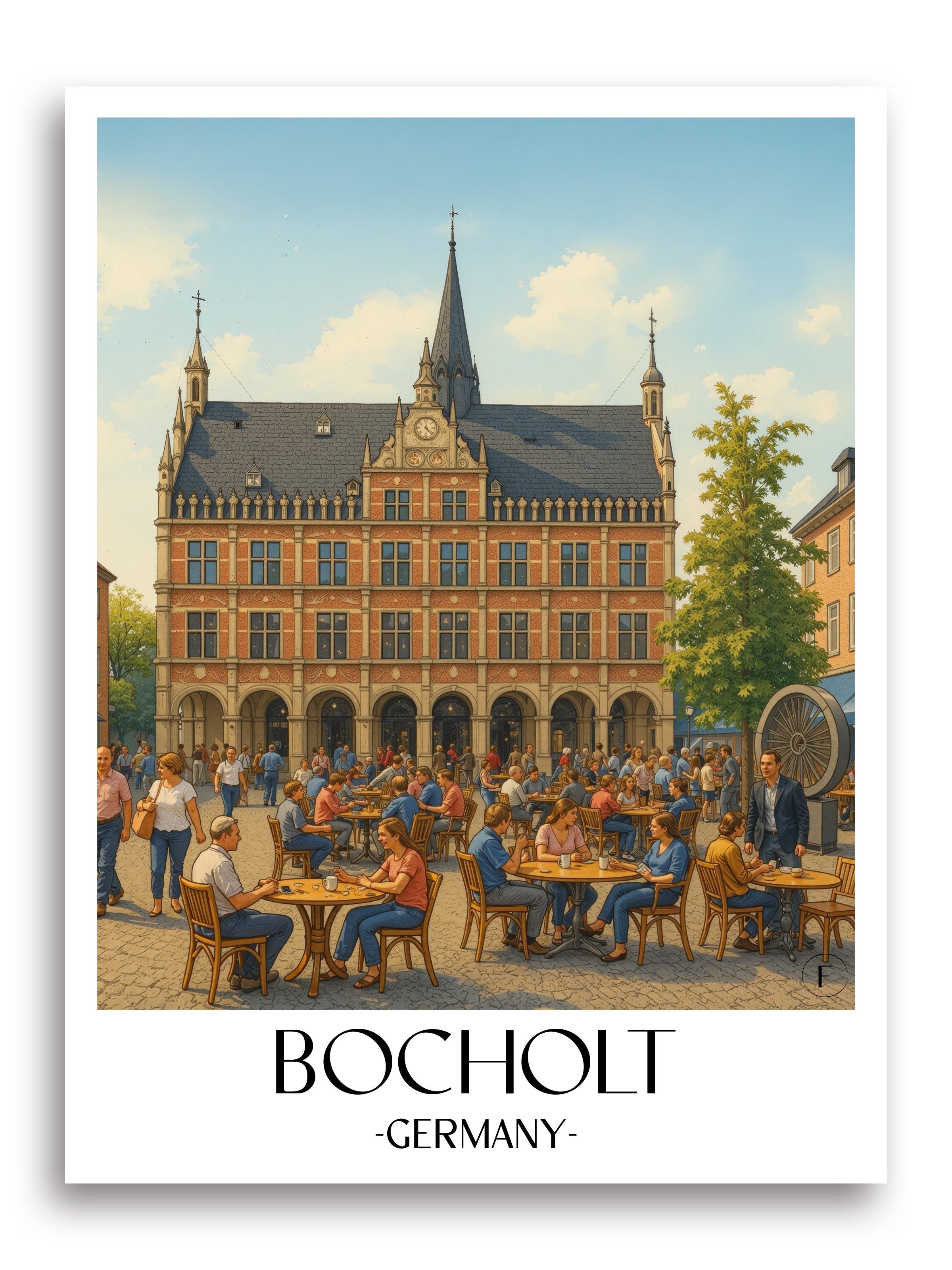 Bocholt Poster - Münsterland - Deutschland Kunstdruck - Aquarell von A4 bis A1 - favplace