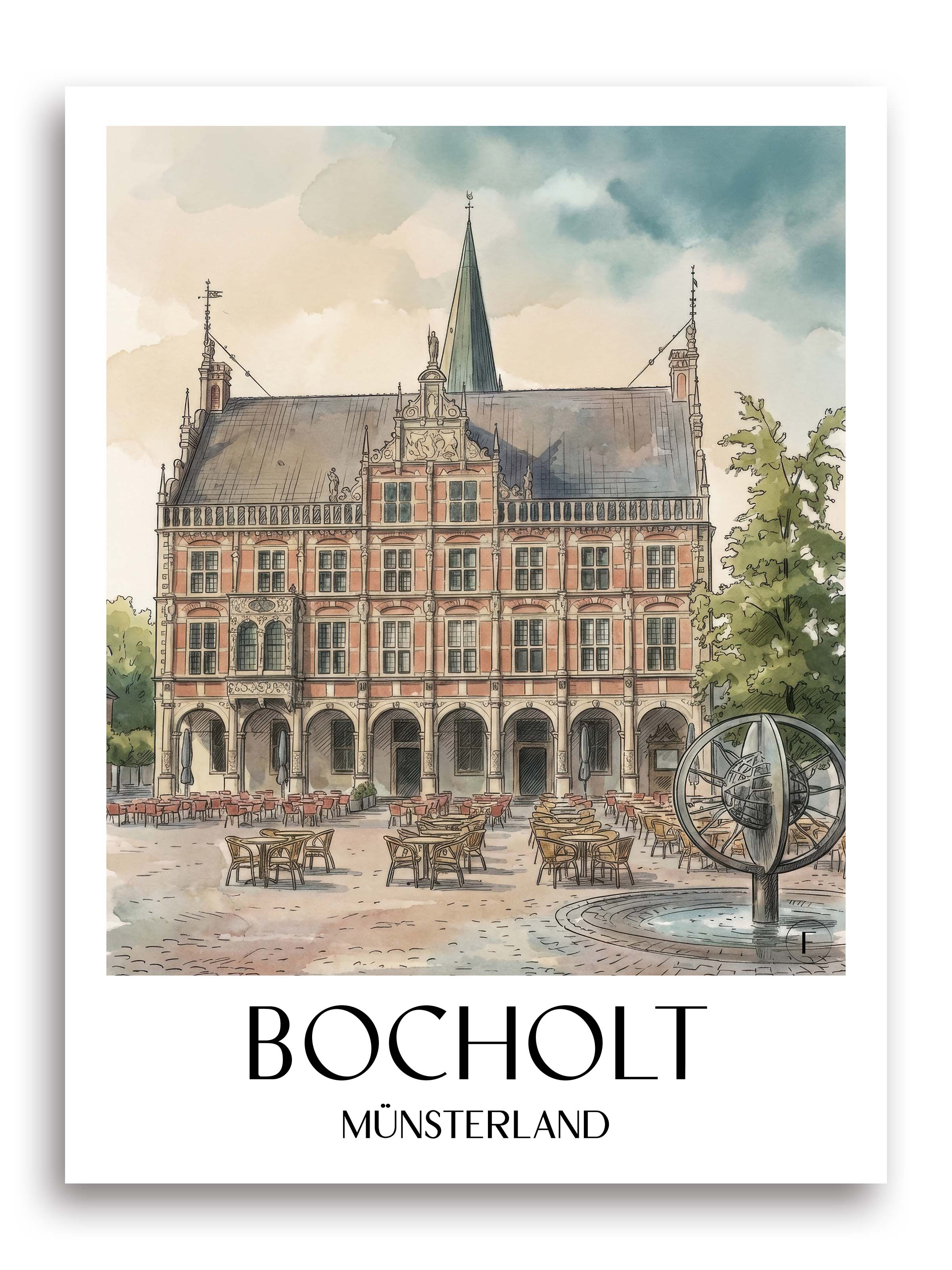bocholt-münsterland-deutschland-poster-aquarell