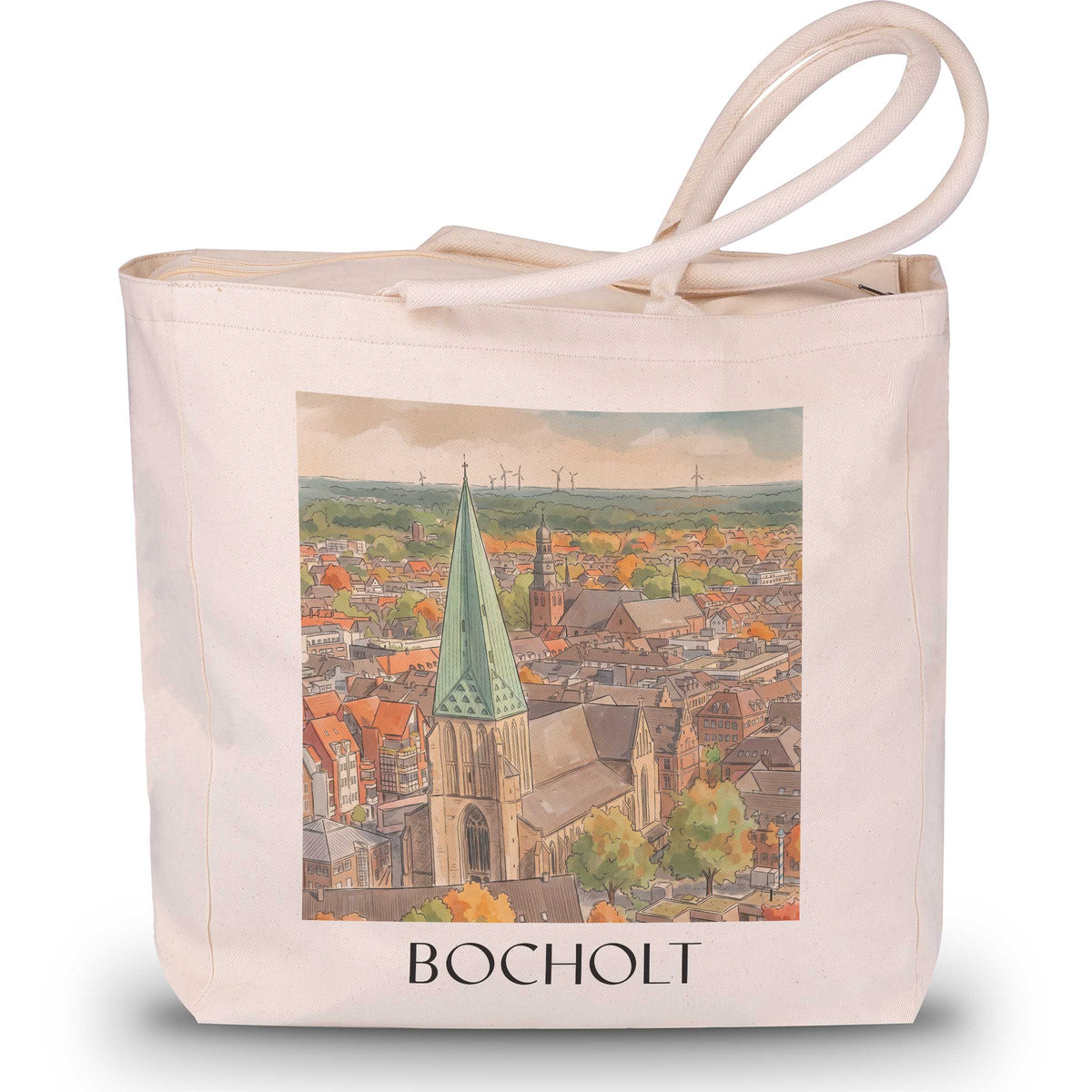 Bocholt Shopping Tasche - Westmünsterland - Deutschland Tote Bag - Einkaufstasche im Aquarell Stil - favplace