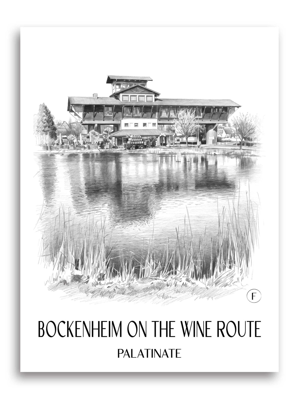 Bockenheim an der Weinstraße Poster - Pfalz - Deutschland Kunstdruck - Zeichnung von A4 bis A1