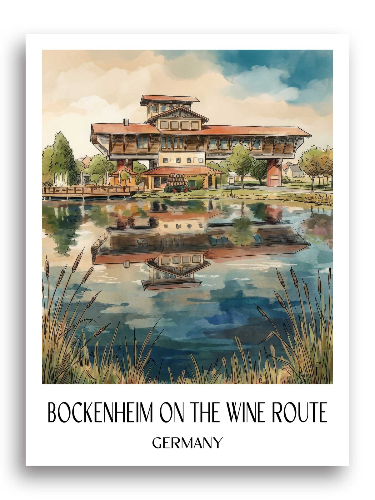 Bockenheim an der weinstraße Poster - Pfalz - Deutschland Kunstdruck - Aquarell von A4 bis A1 - favplace