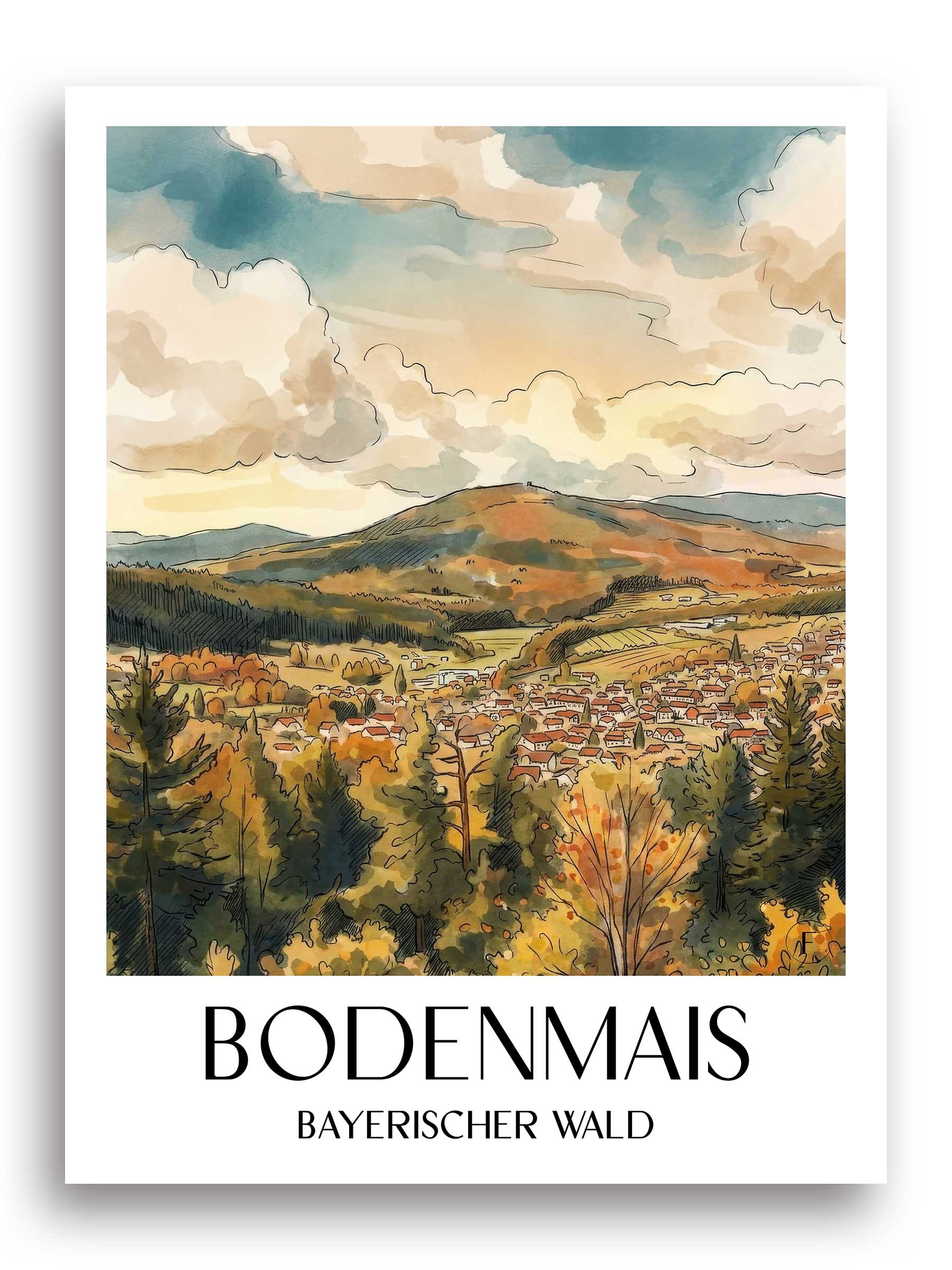 bodenmais-bayerischer-wald-deutschland-poster-aquarell