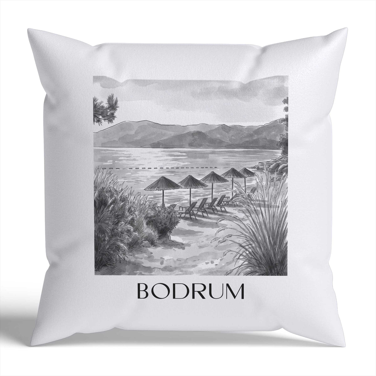 bodrum-türkei-türkei-kissenbezug-aquarell-schwarz-weiss