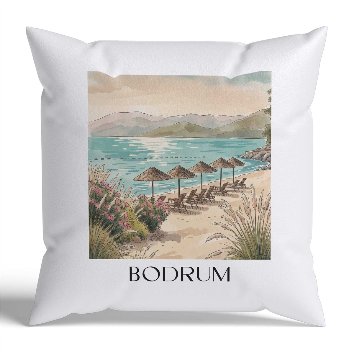 bodrum-türkei-türkei-kissenbezug-aquarell