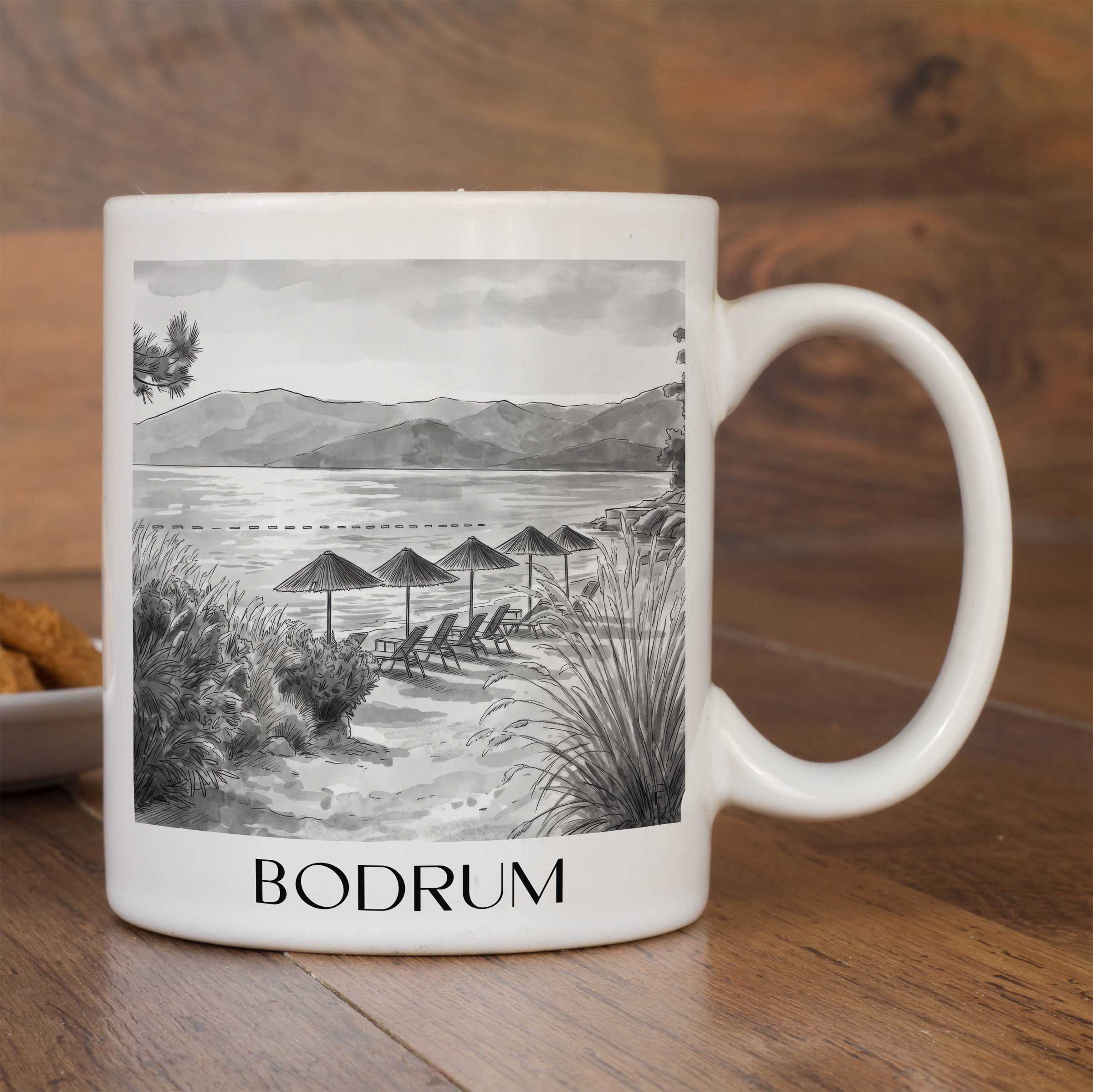 bodrum-türkei-kaffeebecher-aquarell-schwarz-weiss