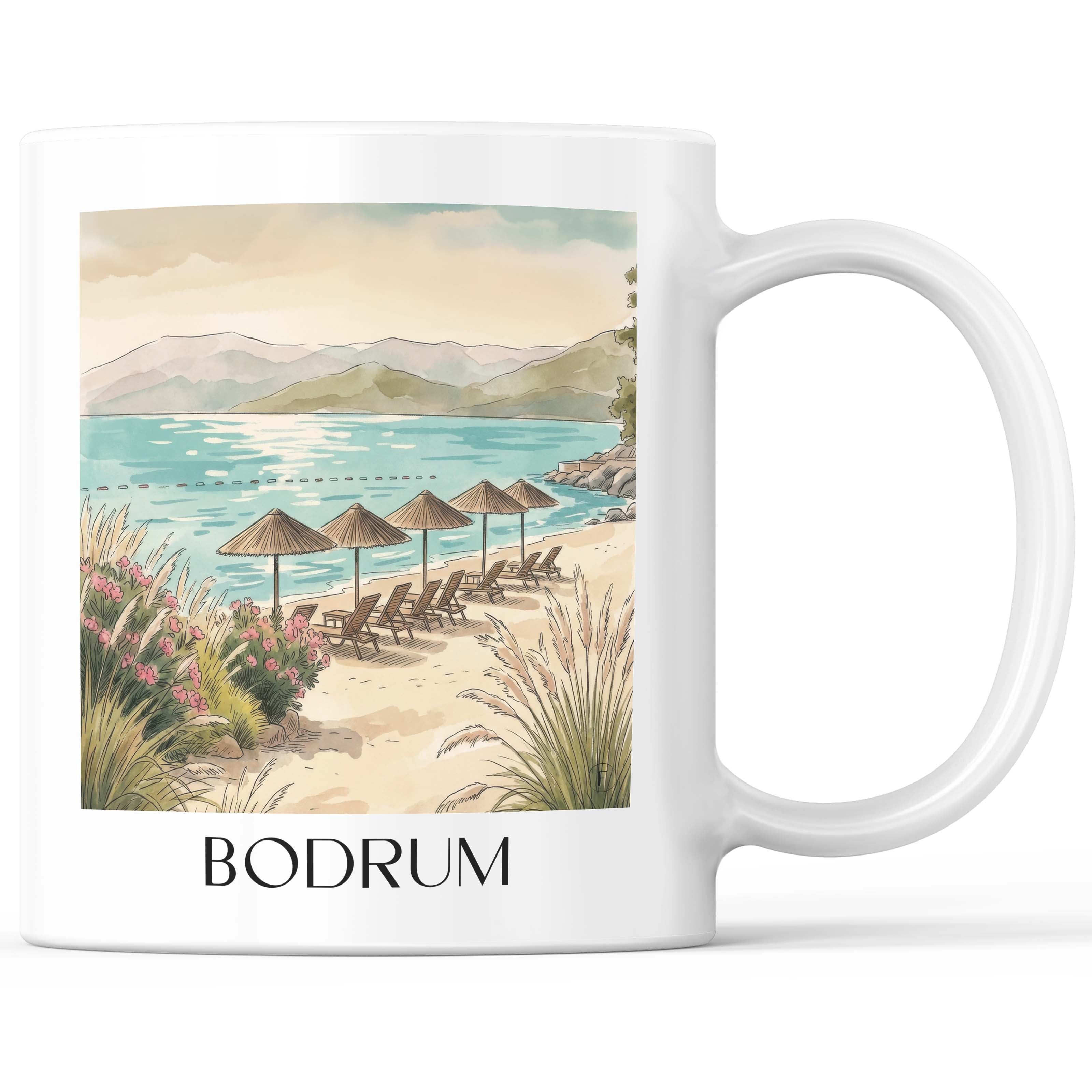 Bodrum - Türkei Becher - Kaffeetasse im Aquarell Stil - favplace