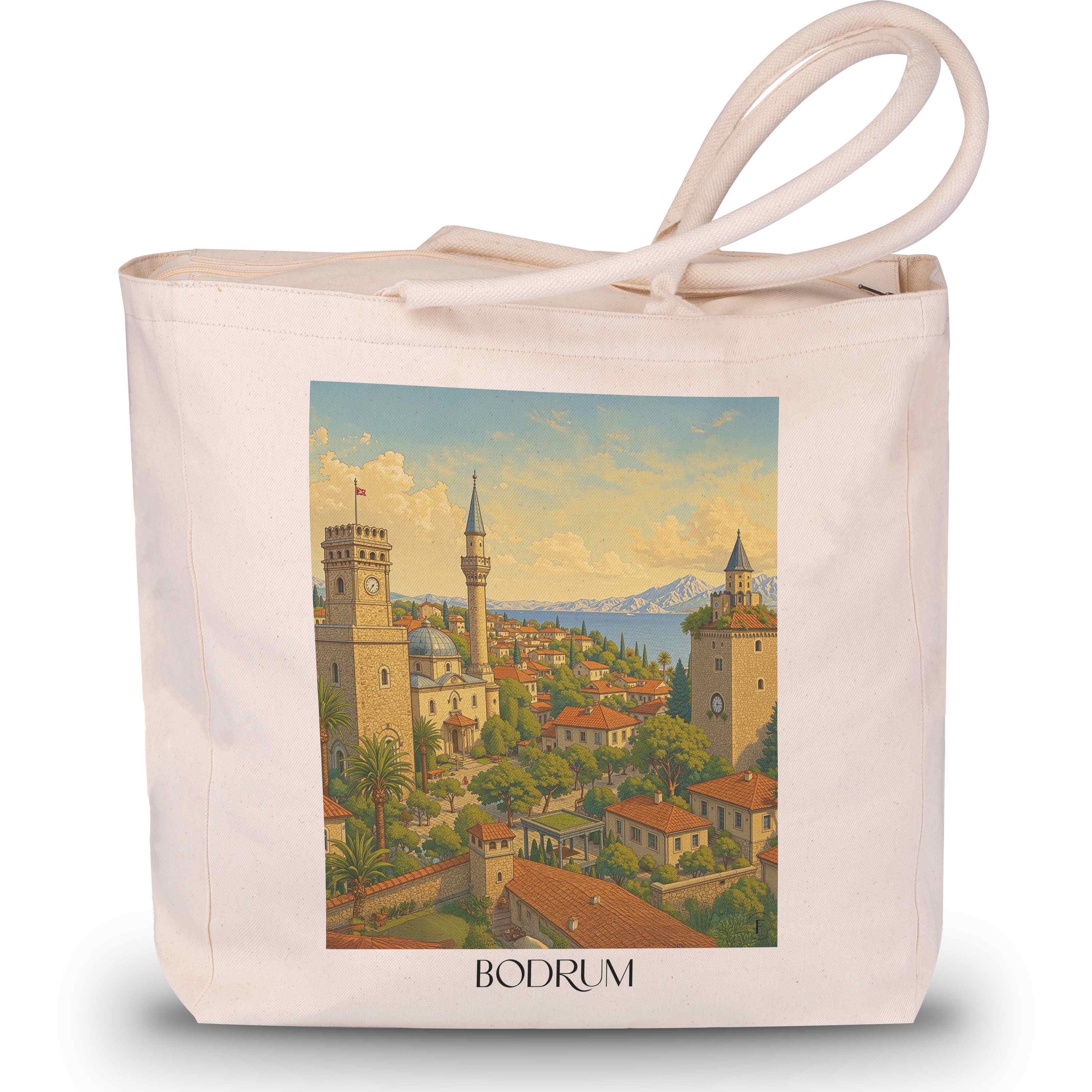 Bodrum - Türkei Tote Bag - Einkaufstasche im Aquarell Stil - favplace