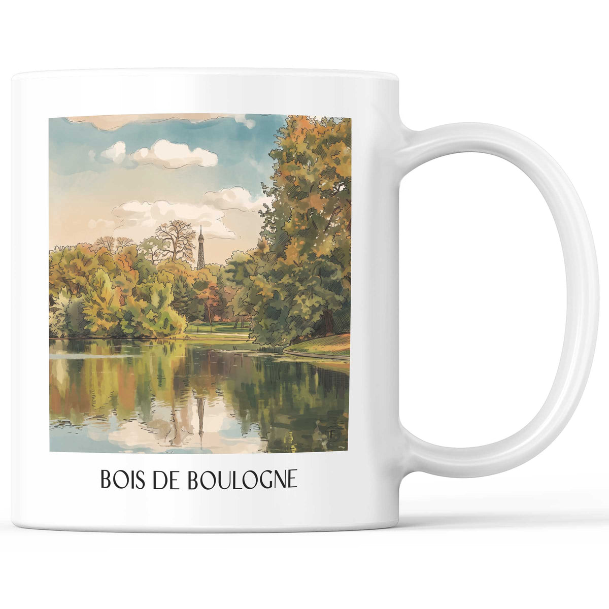 Bois de Boulogne Kaffeebecher - Paris - Frankreich Becher - Kaffeetasse im Aquarell Stil - favplace