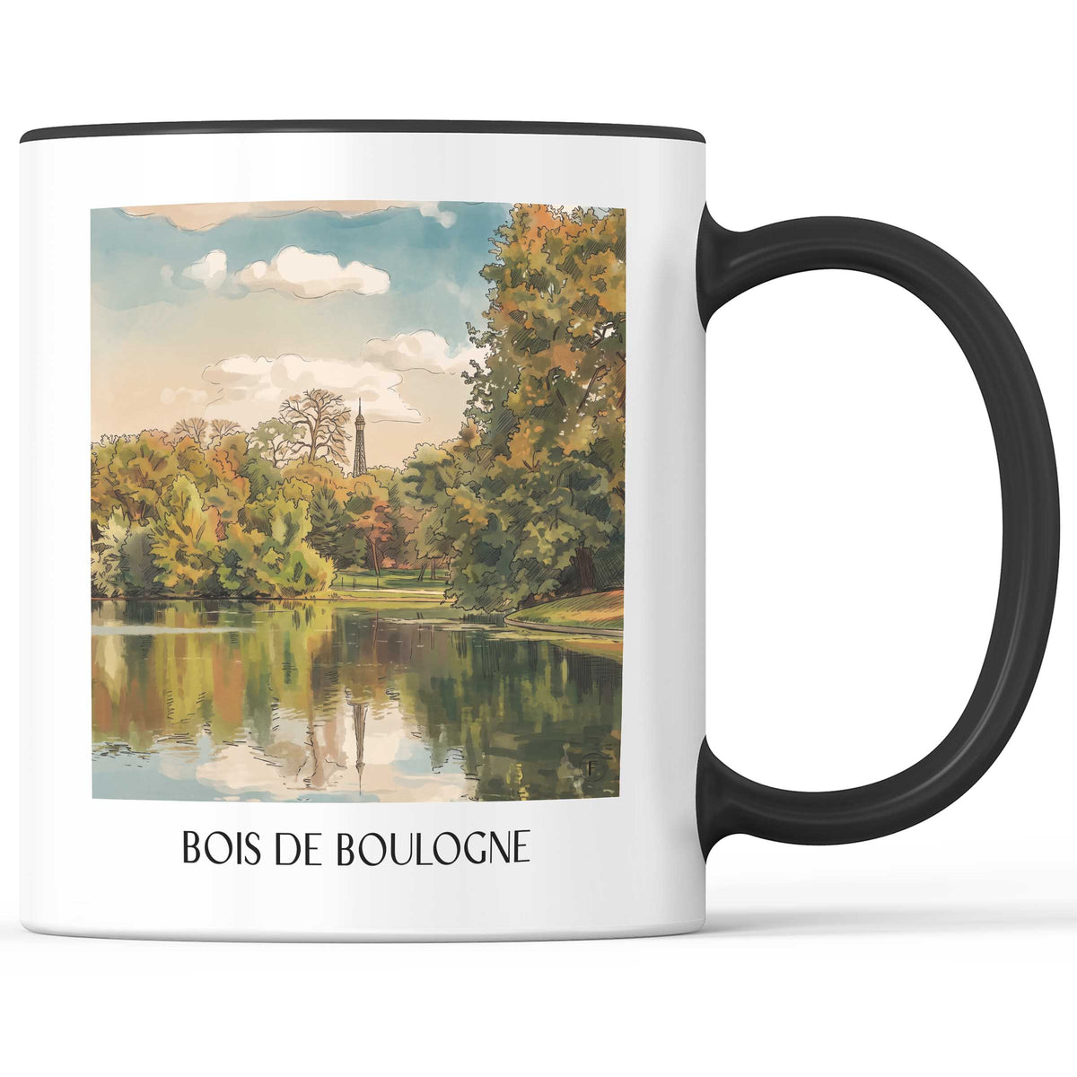 Bois de Boulogne Kaffeebecher - Paris - Frankreich Becher - Kaffeetasse im Aquarell Stil - favplace