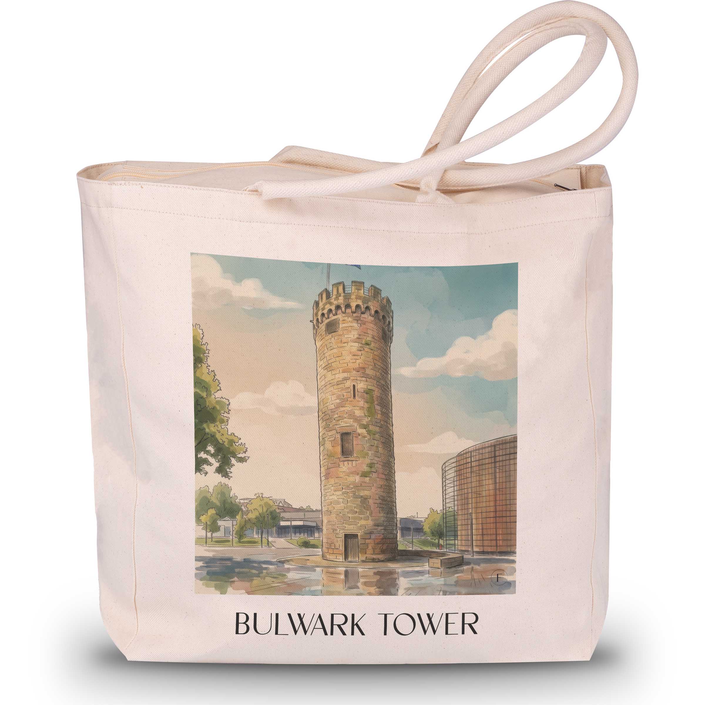 Bollwerksturm Shopping Tasche - Heilbronn - Deutschland Tote Bag - Einkaufstasche im Aquarell Stil - favplace