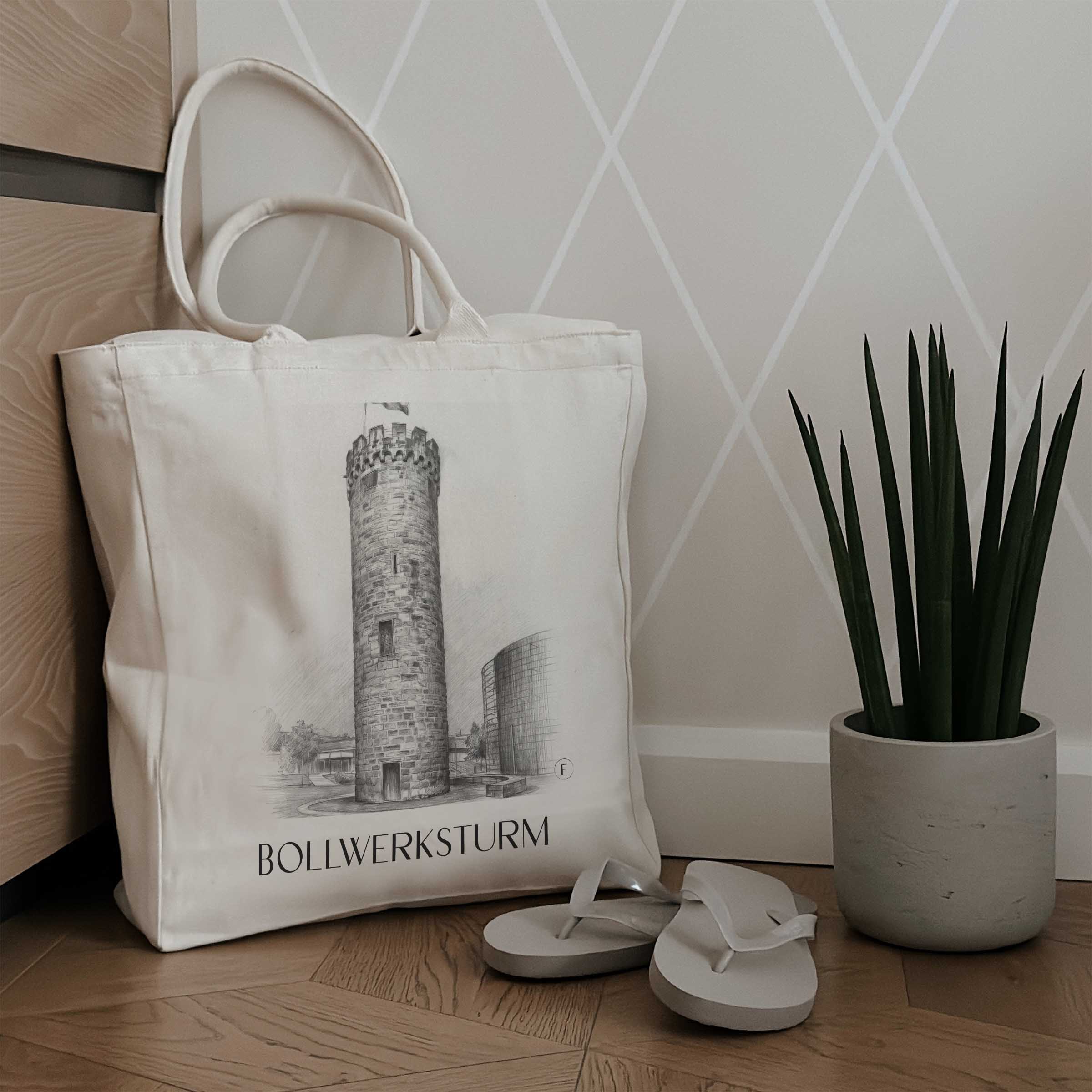 bollwerksturm-heilbronn-deutschland-einkaufstasche-bleistift-zeichnung-drawing