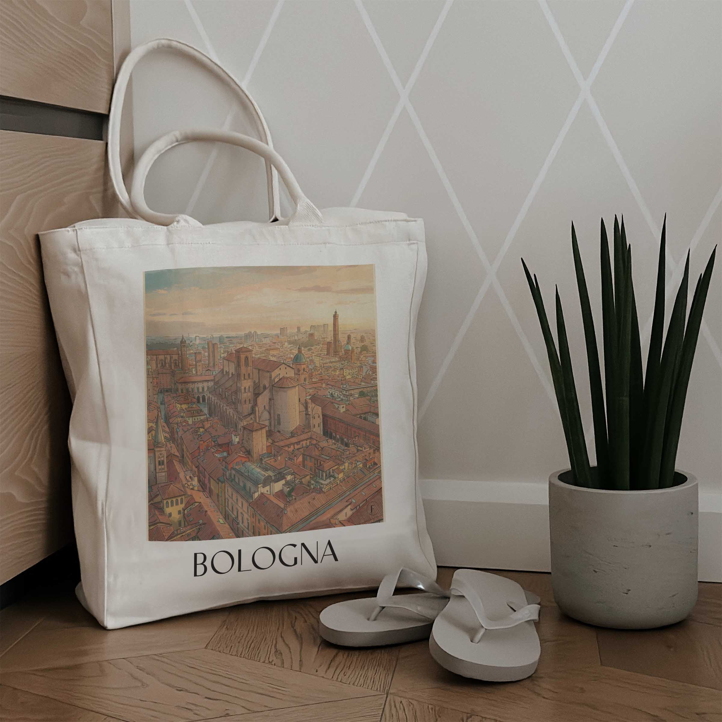bologna-italien-italien-einkaufstasche-aquarell