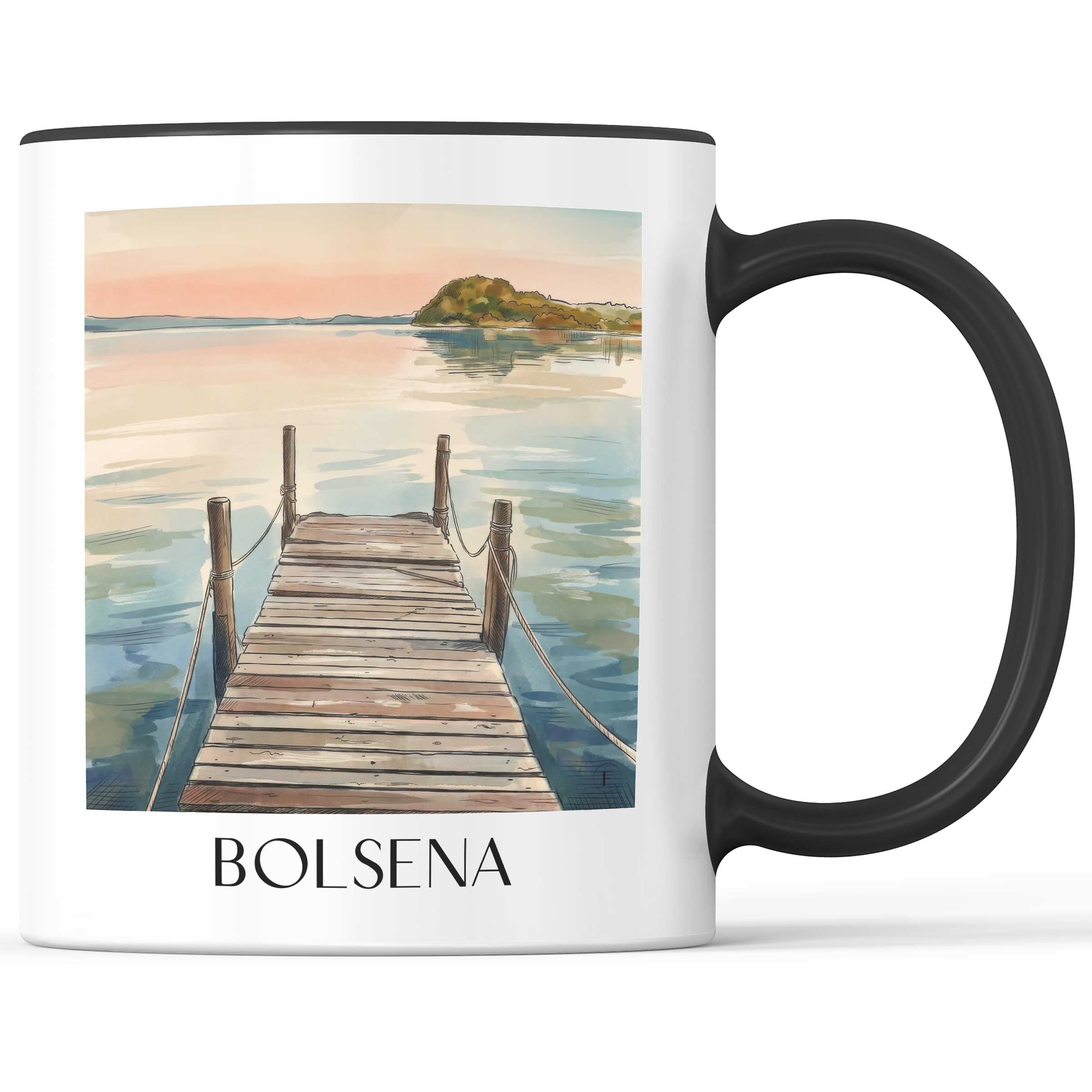 Bolsena Kaffeebecher - Latium - Italien Becher - Kaffeetasse im Aquarell Stil - favplace