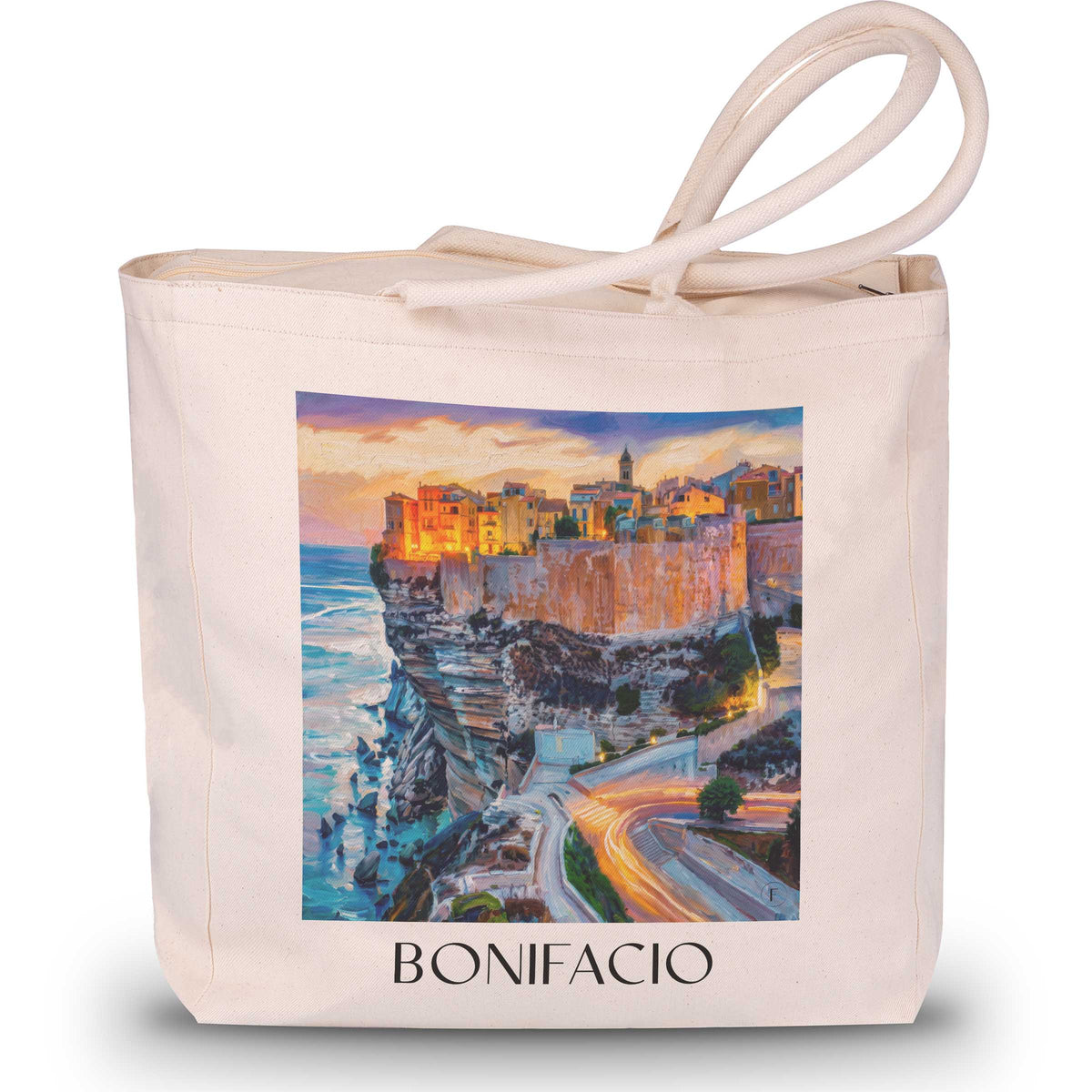 Bonifacio Shopping Tasche - Korsika - Frankreich Tote Bag - Einkaufstasche im Ölgemälde Stil