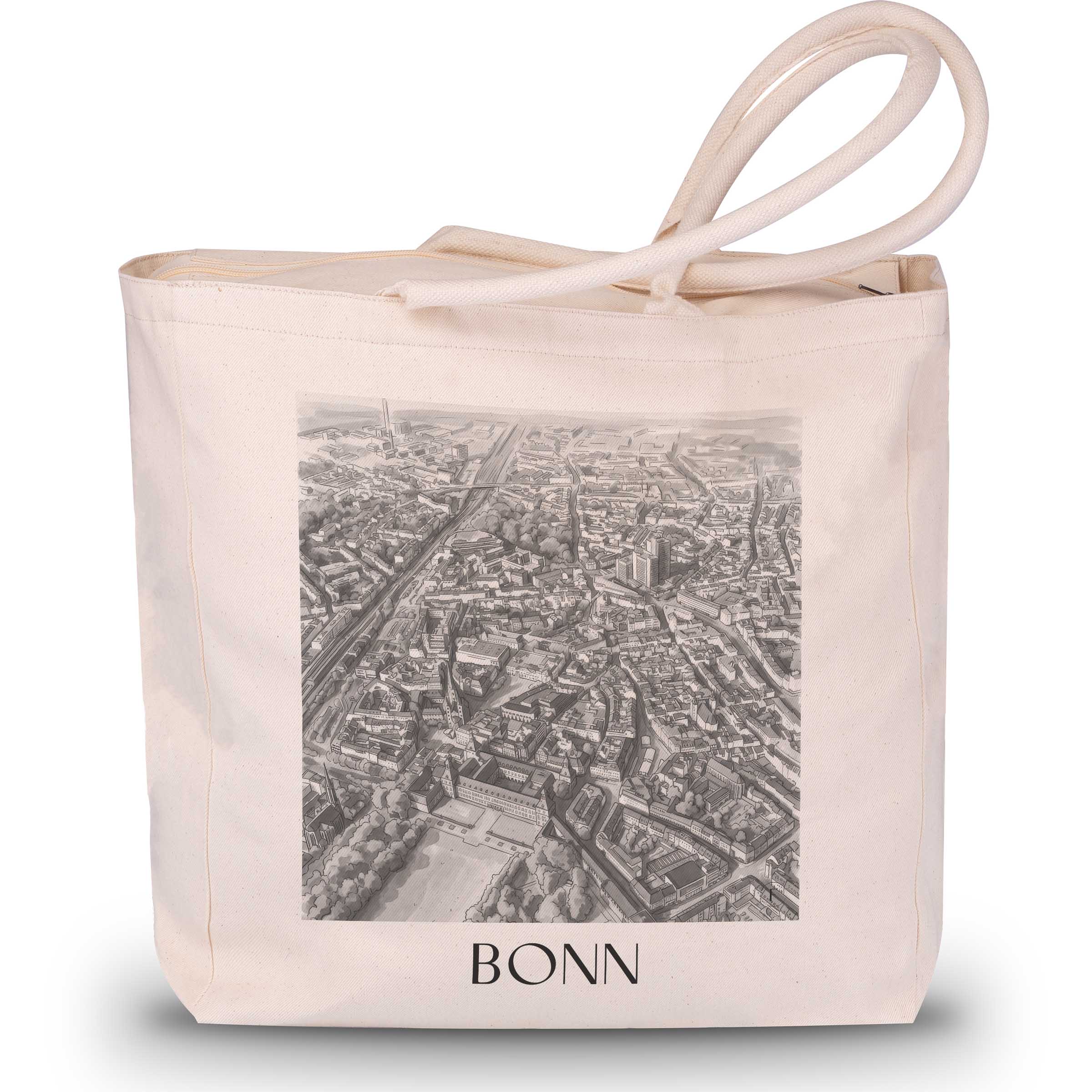 Bonn - Deutschland Tote Bag - Einkaufstasche im Aquarell Schwarz-Weiß Stil - favplace