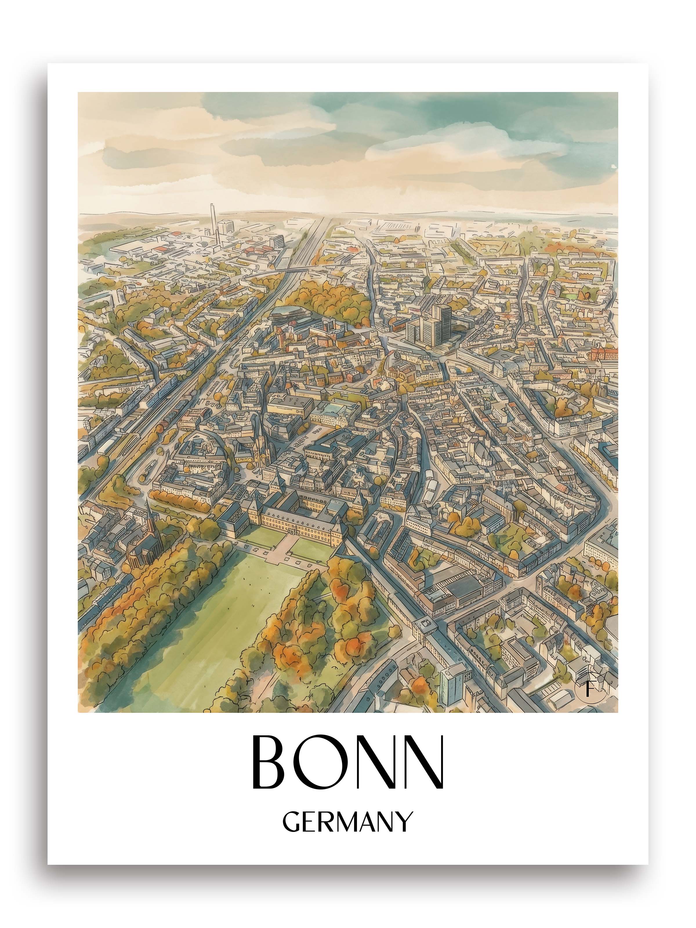 Bonn Poster - Deutschland Kunstdruck - Aquarell von A4 bis A1 - favplace