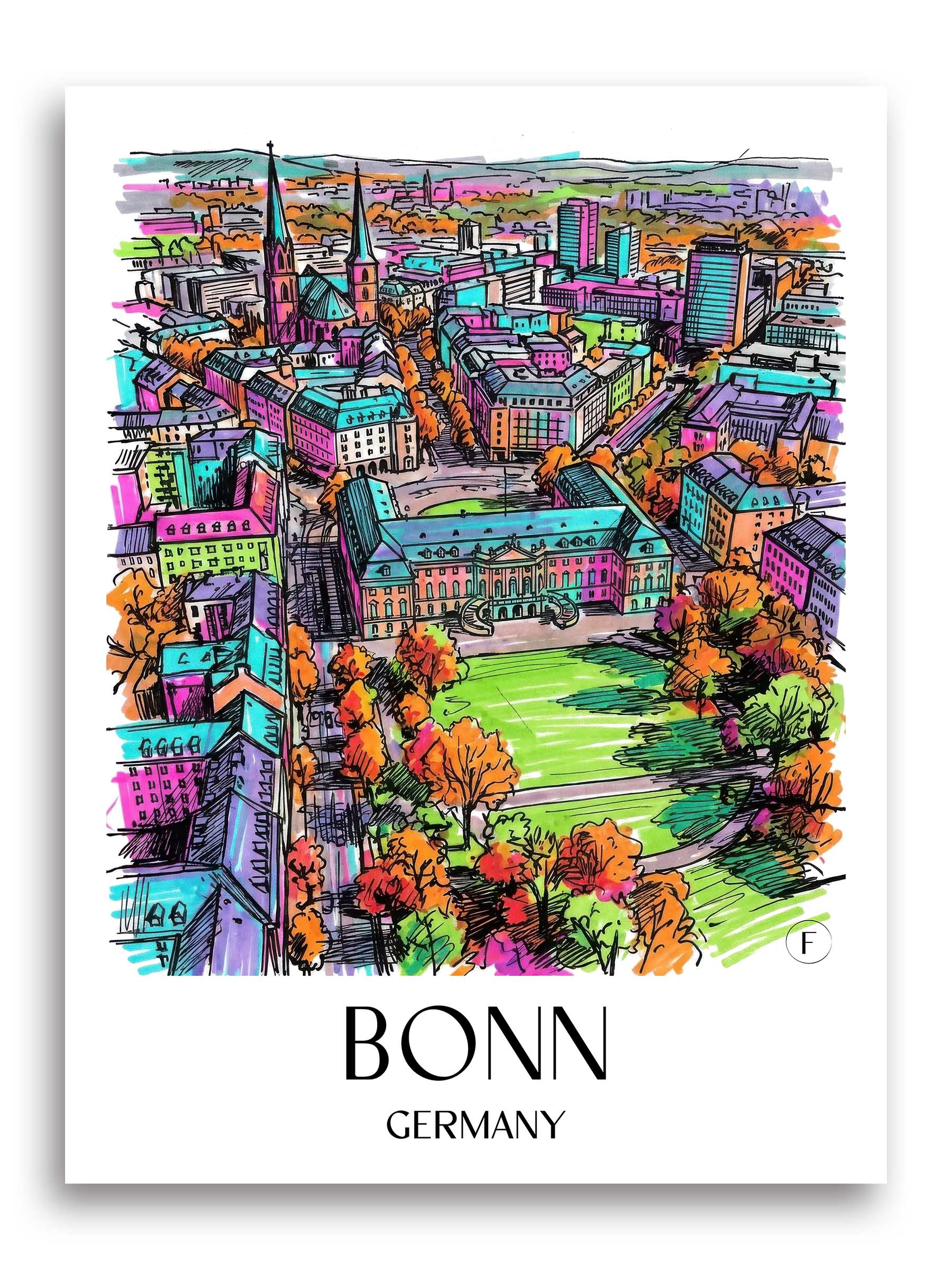 Bonn Poster - - Deutschland Kunstdruck - Tag Graffiti von A4 bis A1 - favplace