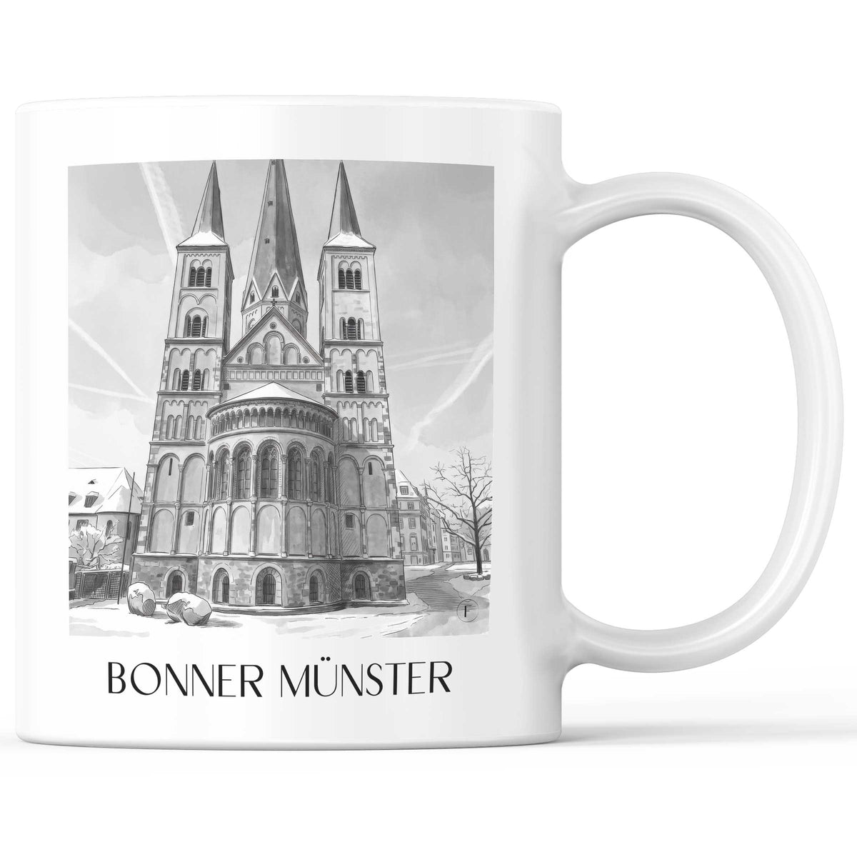 bonner-münster-bonn-deutschland-kaffeebecher-aquarell-schwarz-weiss