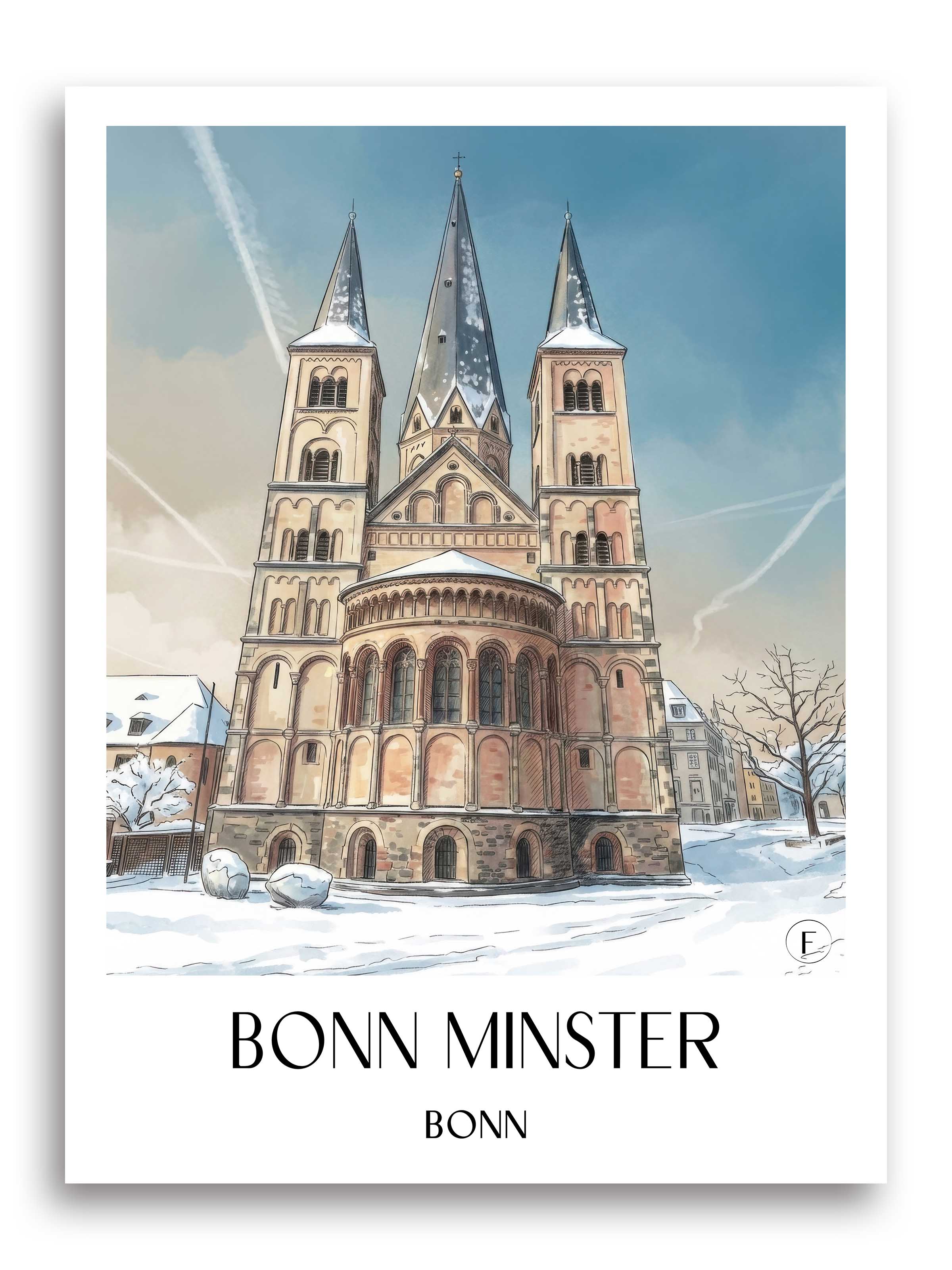 Bonner Münster Poster - Bonn - Deutschland Kunstdruck - Aquarell von A4 bis A1 - favplace