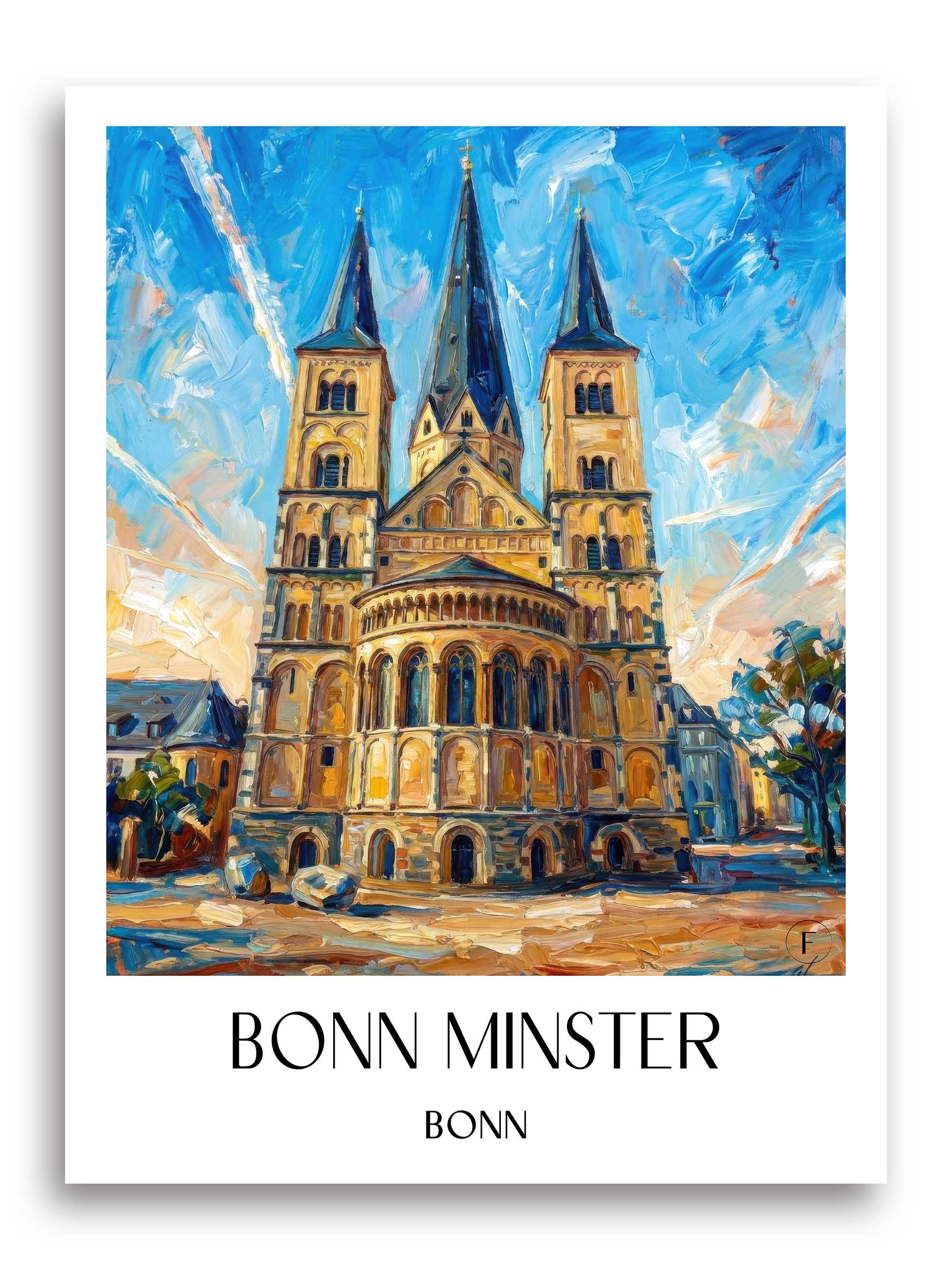 Bonner Münster Poster - Bonn - Deutschland Kunstdruck - Ölgemälde von A4 bis A1 - favplace