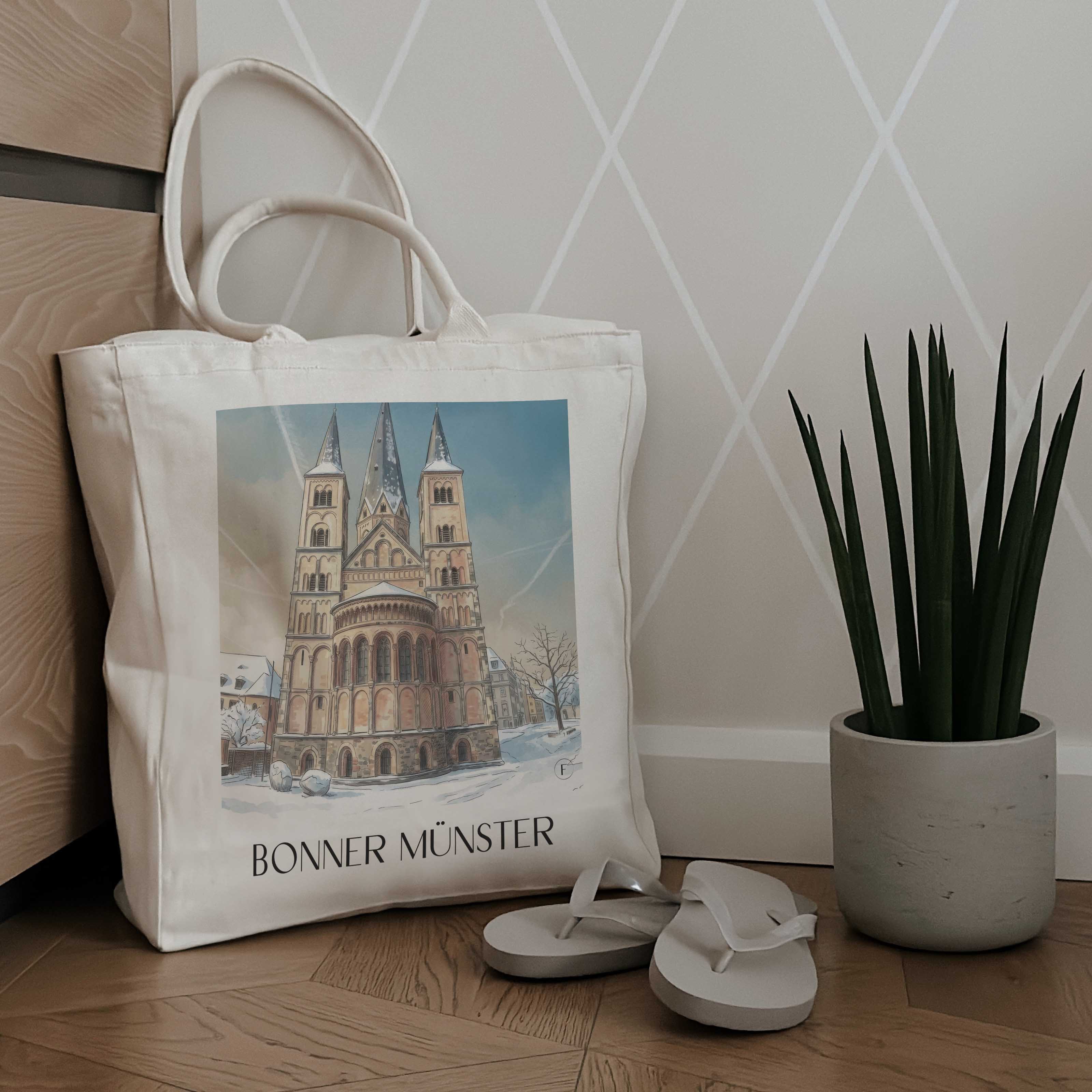 bonner-münster-bonn-deutschland-einkaufstasche-aquarell