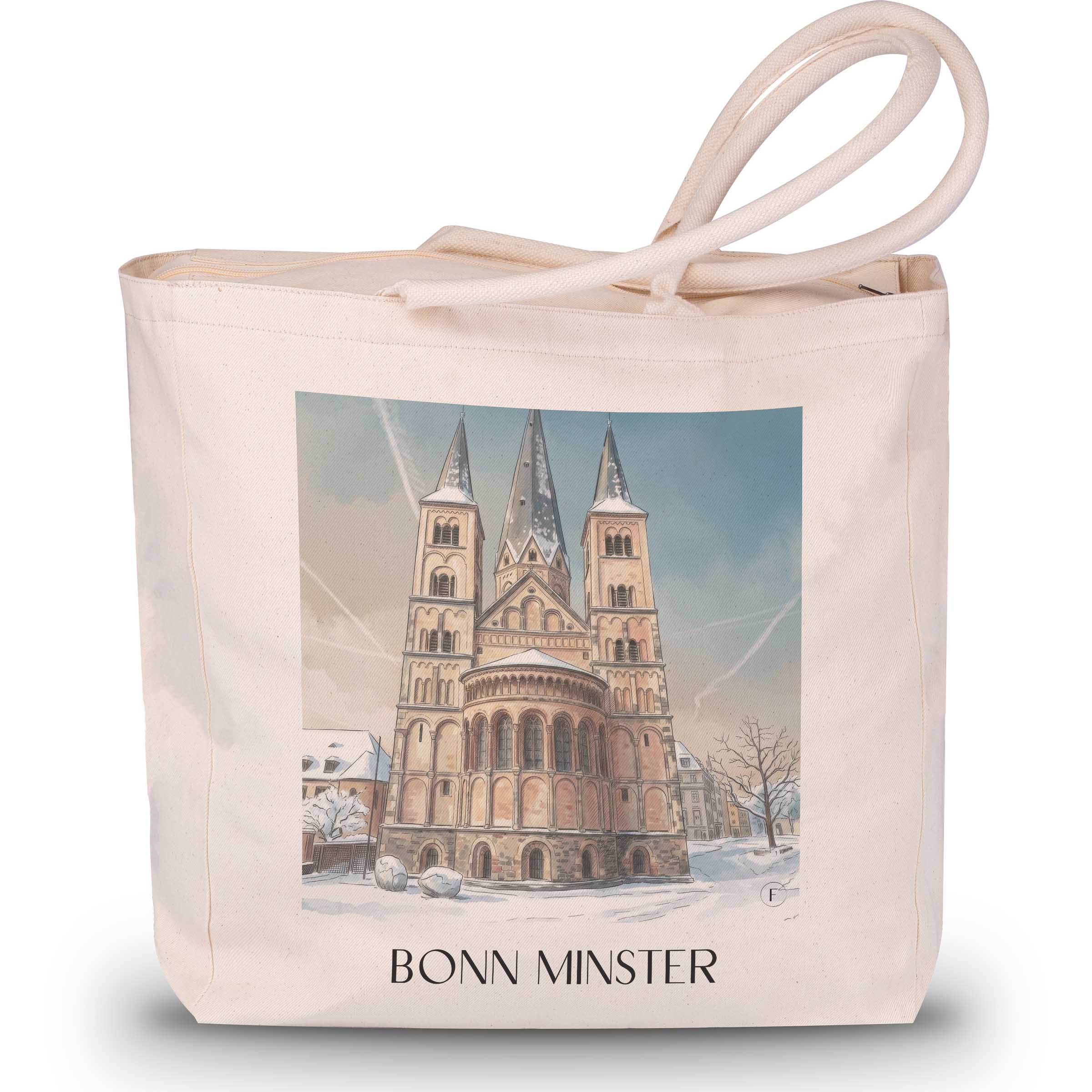 Bonner Münster Shopping Tasche - Bonn - Deutschland Tote Bag - Einkaufstasche im Aquarell Stil - favplace