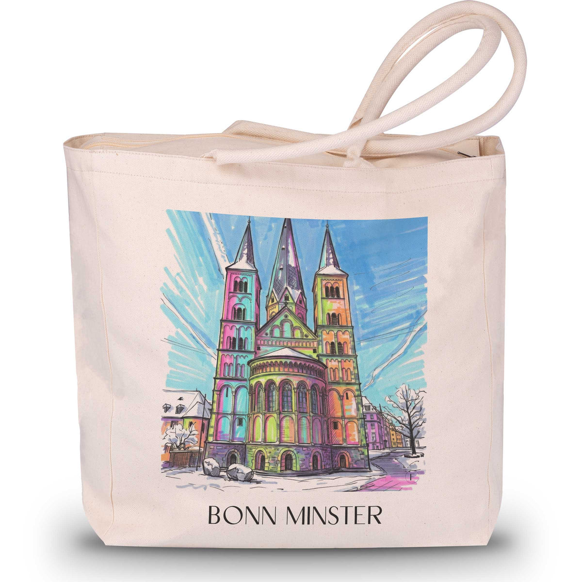 Bonner Münster Shopping Tasche - Bonn - Deutschland Tote Bag - Einkaufstasche im Tag Graffiti Stil - favplace