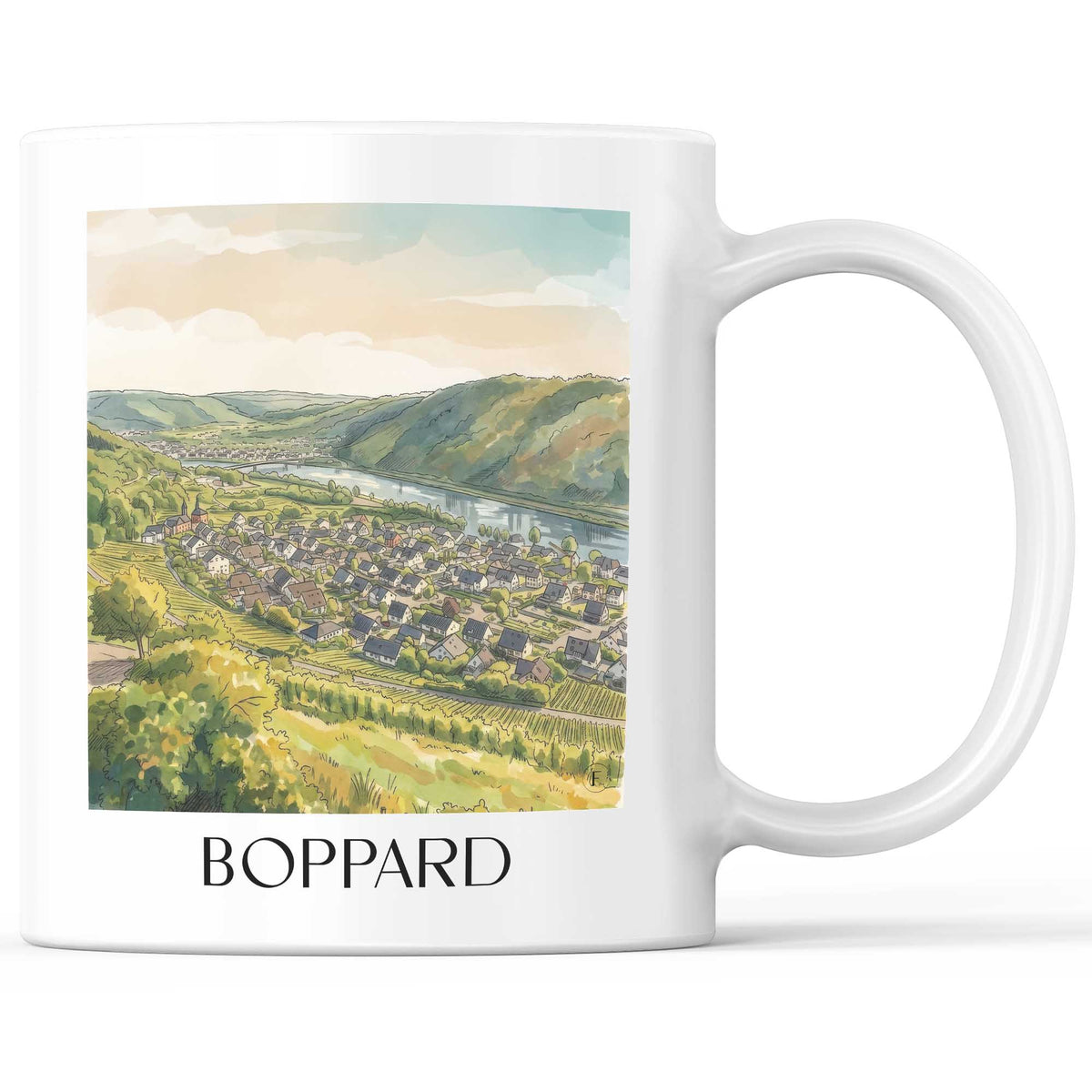 Boppard Kaffeebecher - Mittelrhein - Deutschland Becher - Kaffeetasse im Aquarell Stil - favplace
