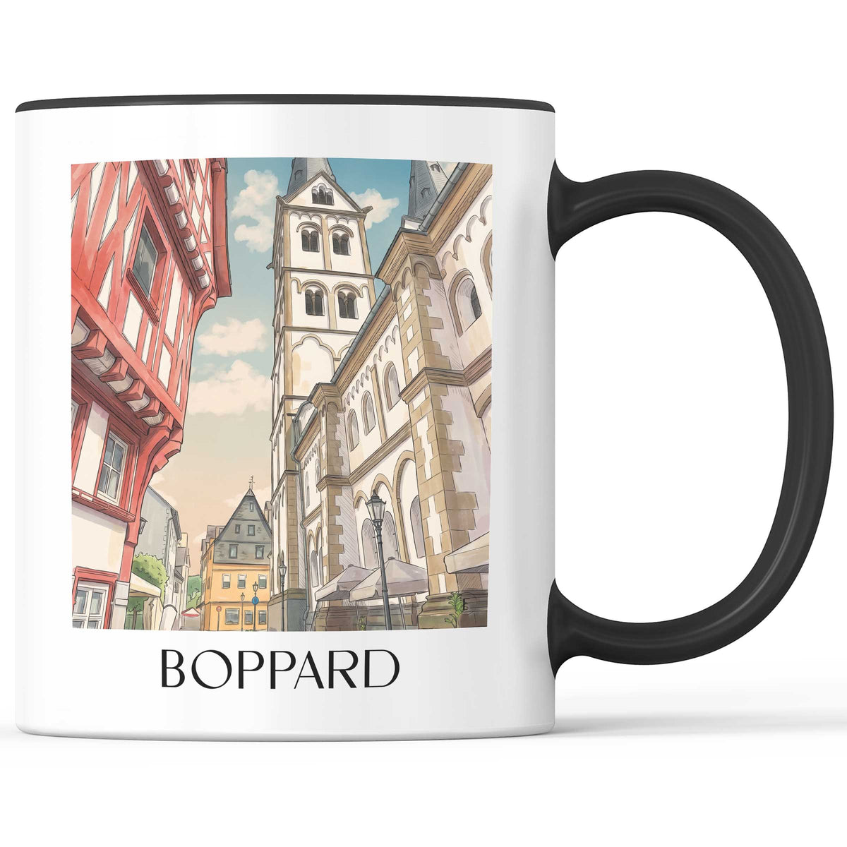 boppard-mittelrheintal-deutschland-kaffeebecher-aquarell