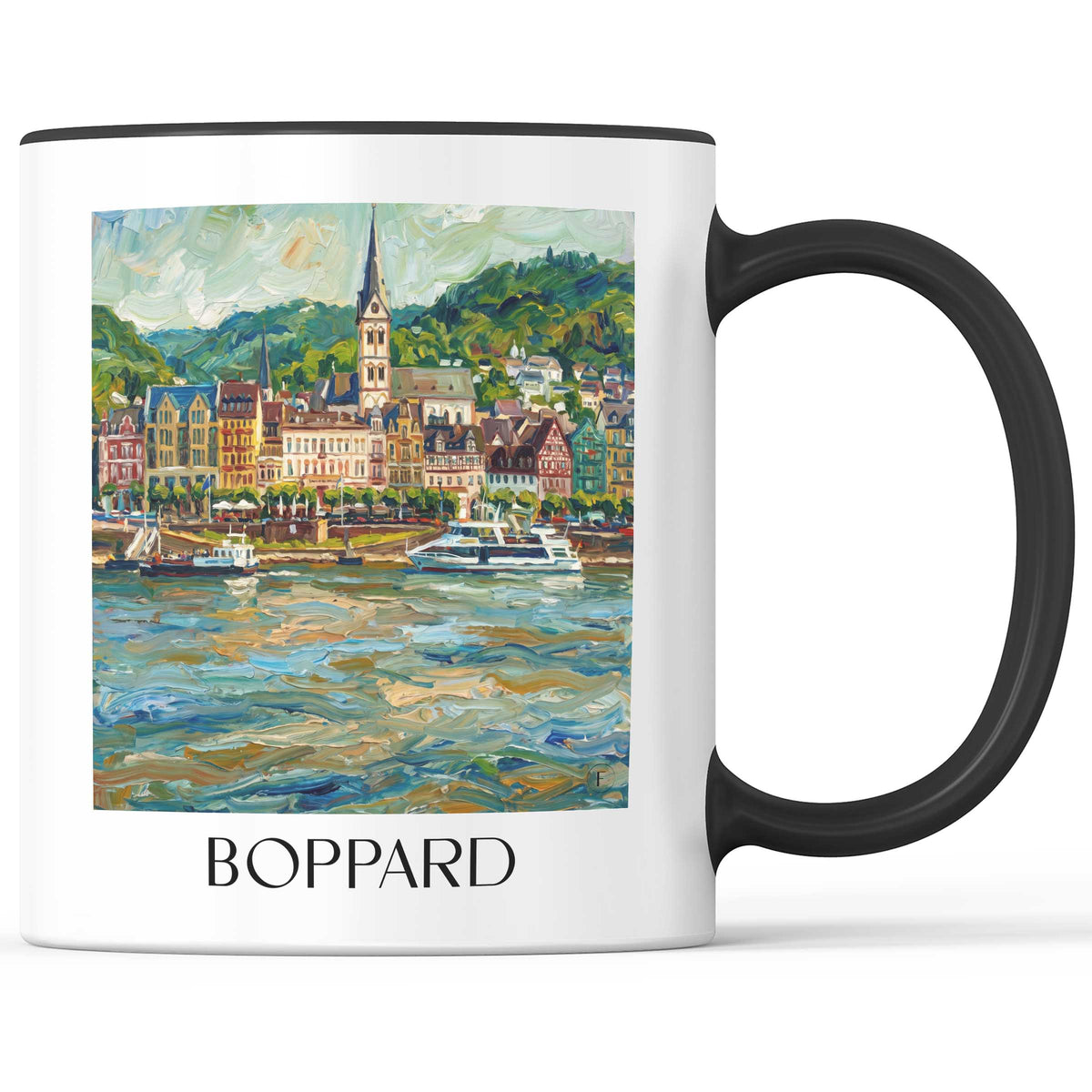 Boppard Kaffeebecher - Mittelrheintal - Deutschland Becher - Kaffeetasse im Ölgemälde Stil - favplace