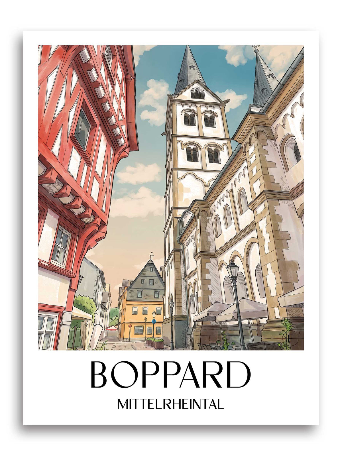 boppard-mittelrheintal-deutschland-poster-aquarell