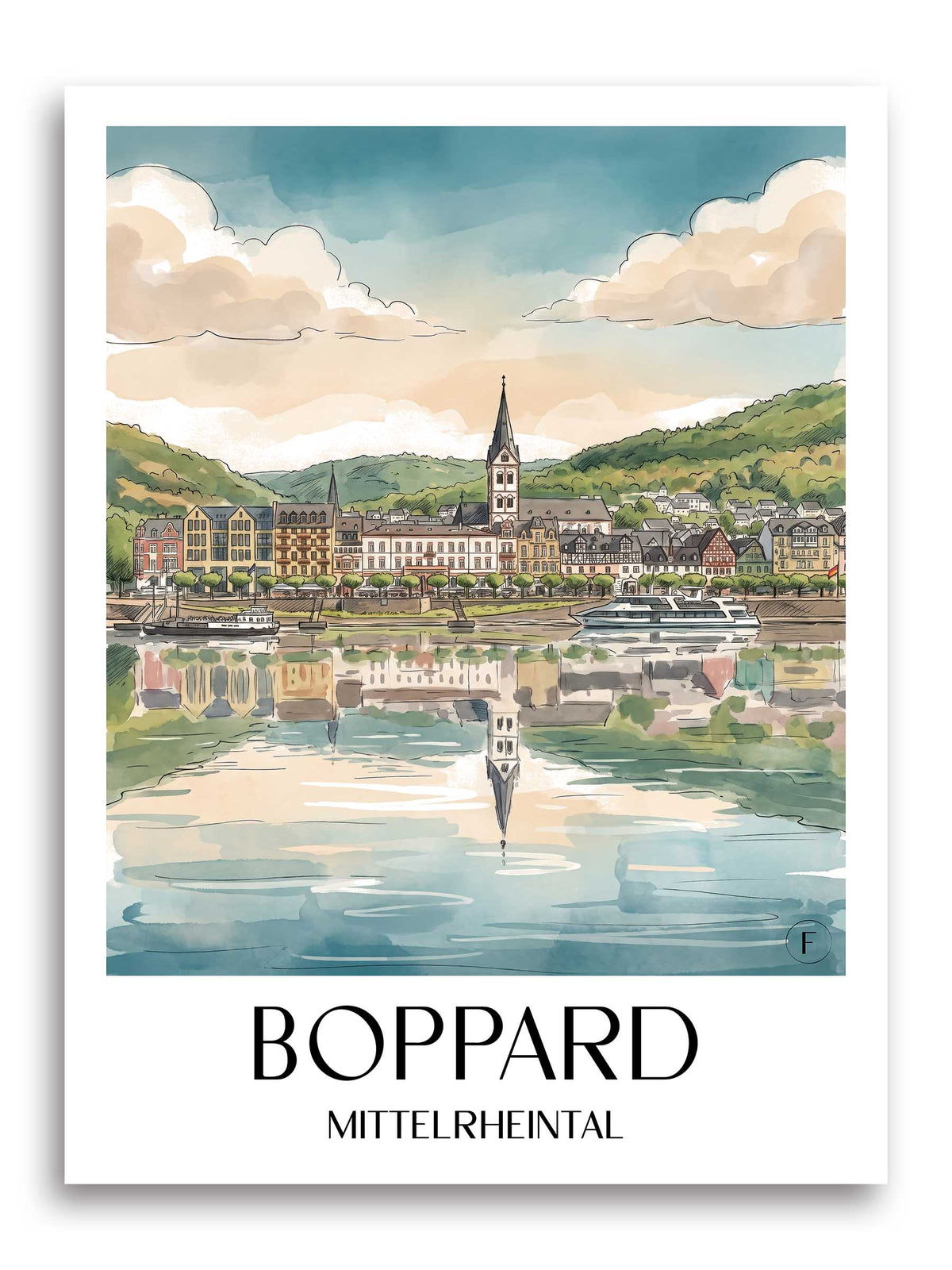 boppard-mittelrheintal-deutschland-poster-aquarell