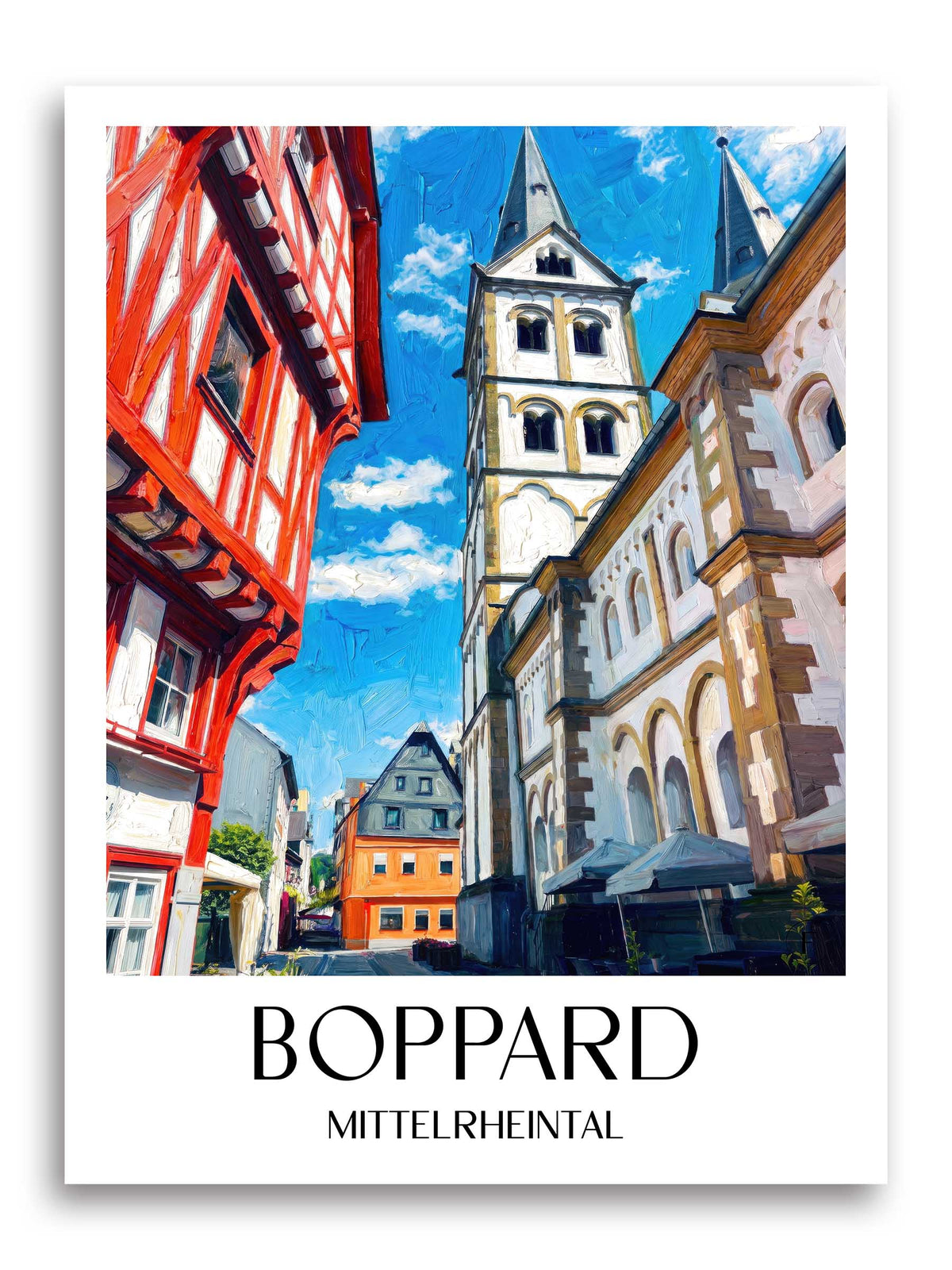 Boppard Poster - Mittelrheintal - Deutschland Kunstdruck - Ölgemälde von A4 bis A1 - favplace